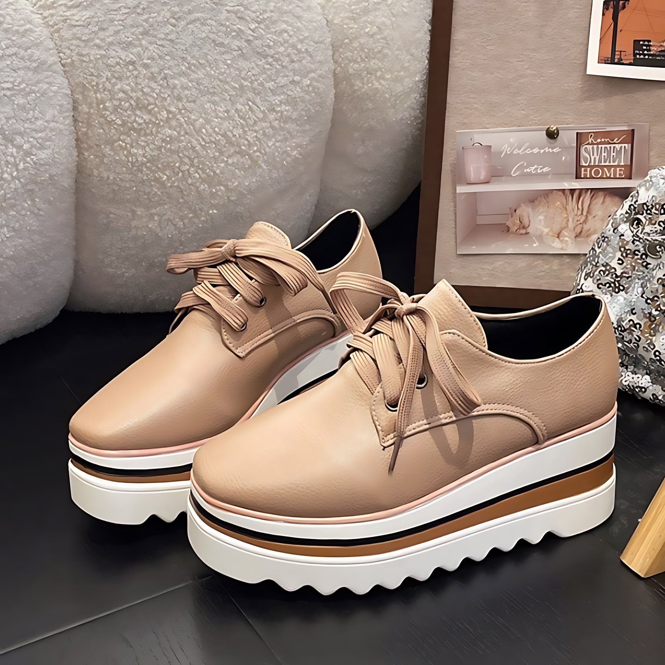 Journee – Square Toe Lace Up Platform Oxfords