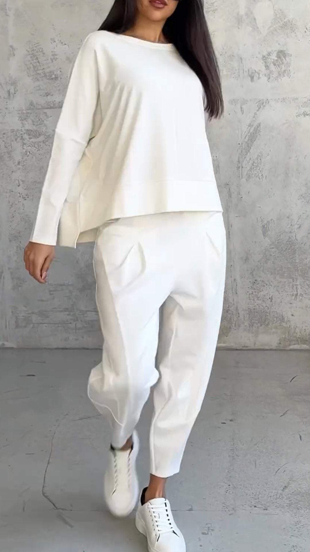 Isla – Knit Long Sleeve Top and Wide Leg Pants Lounge Set