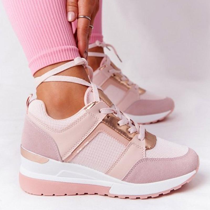 Eva – Lace Up Hidden Wedge Walking Sneakers