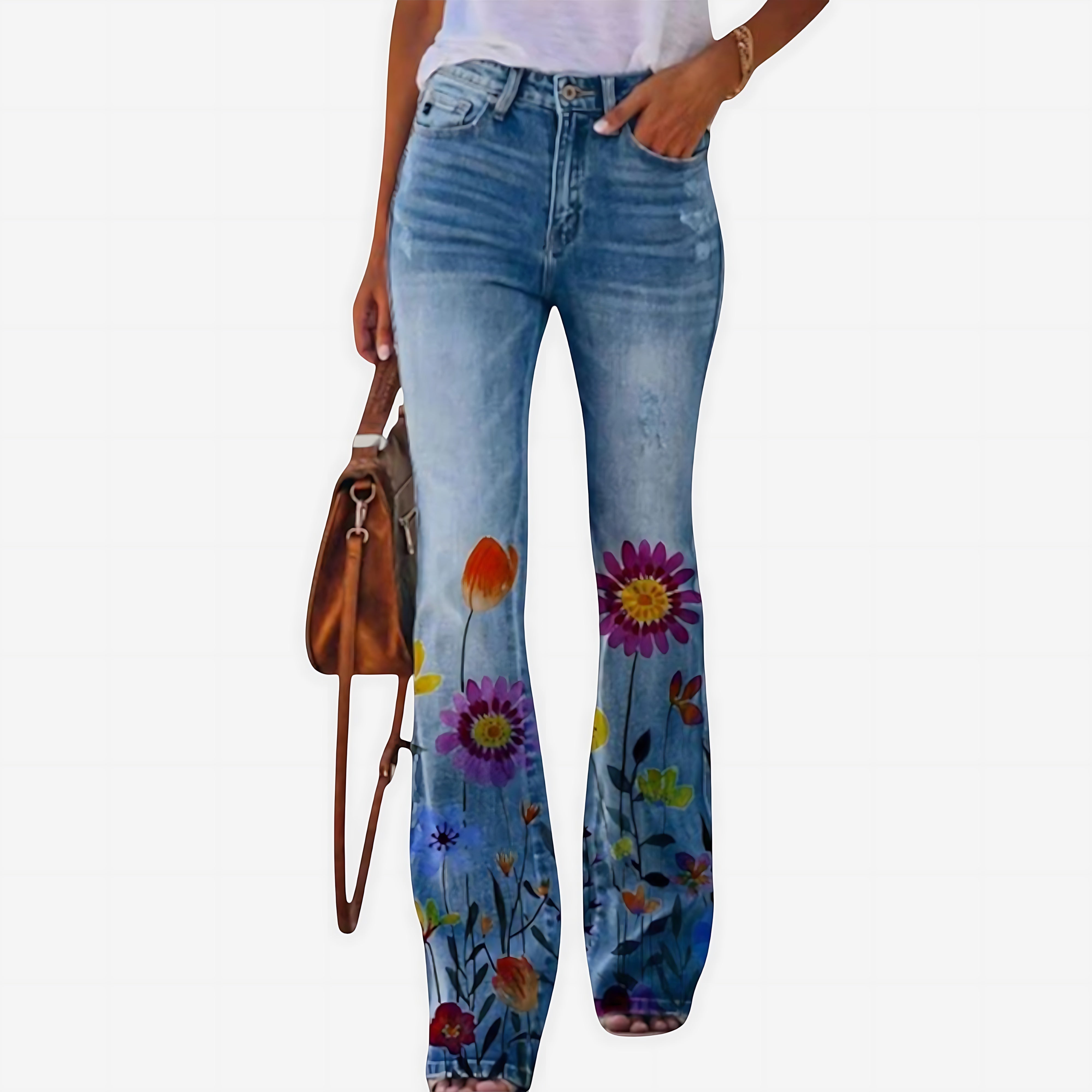 Juliette – Floral Print Flare Jeans