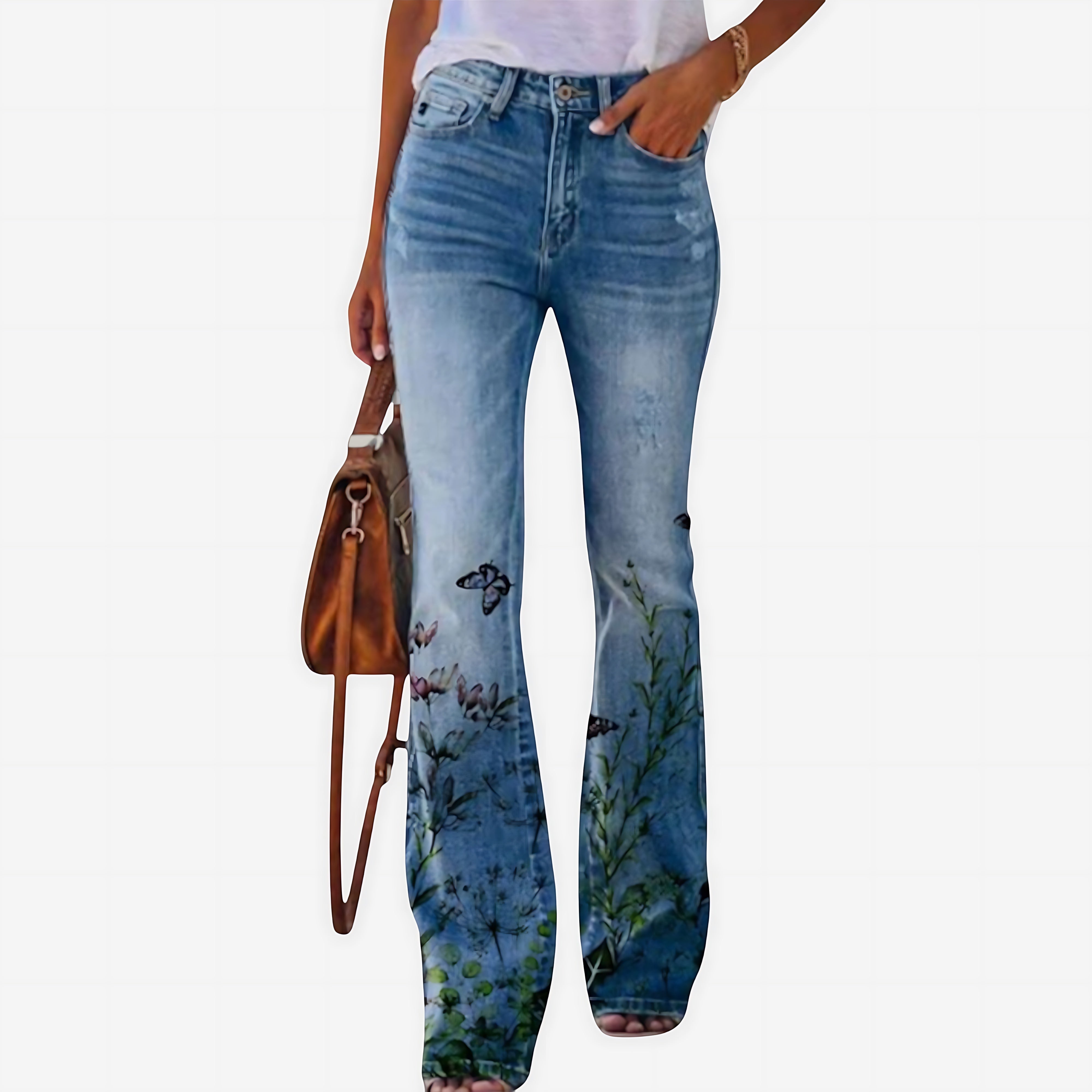 Juliette – Floral Print Flare Jeans