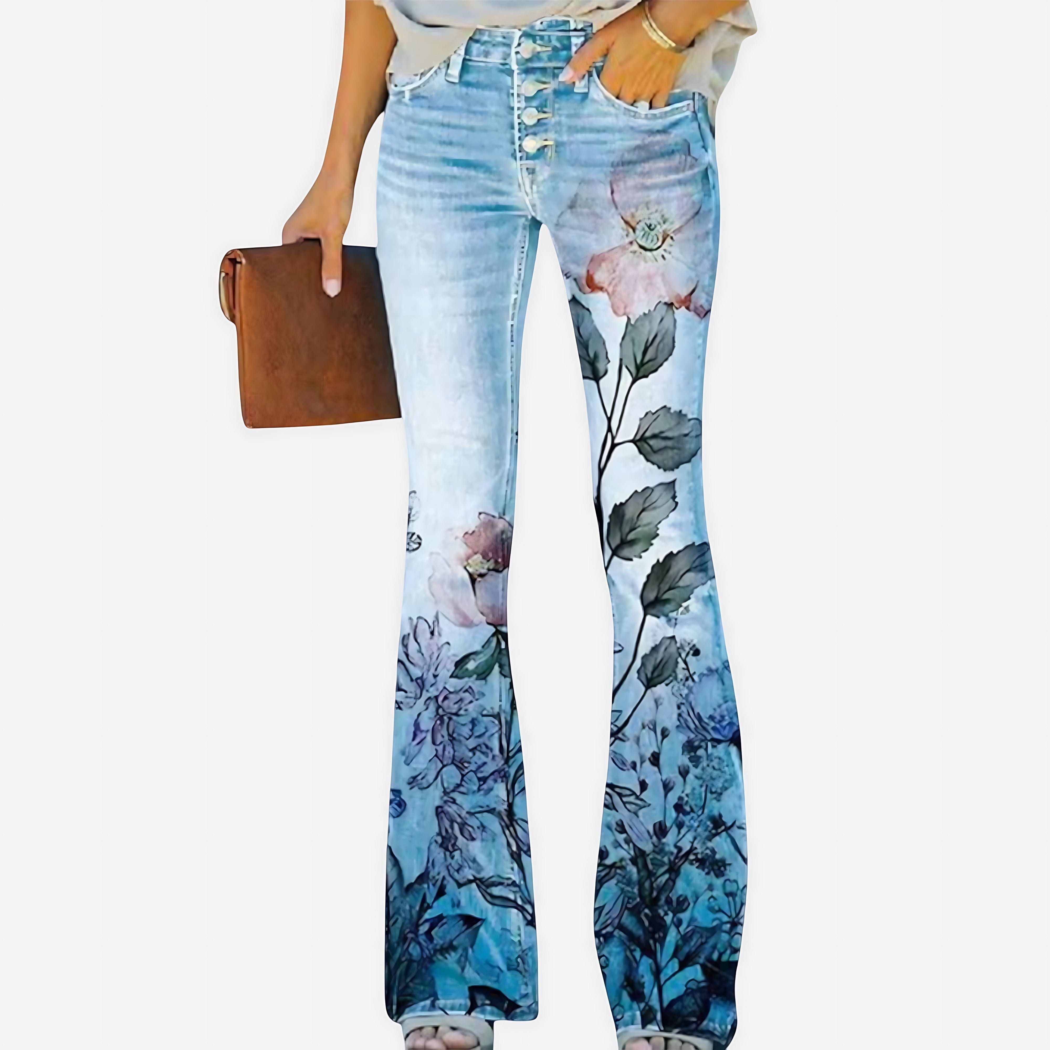 Juliette – Floral Print Flare Jeans