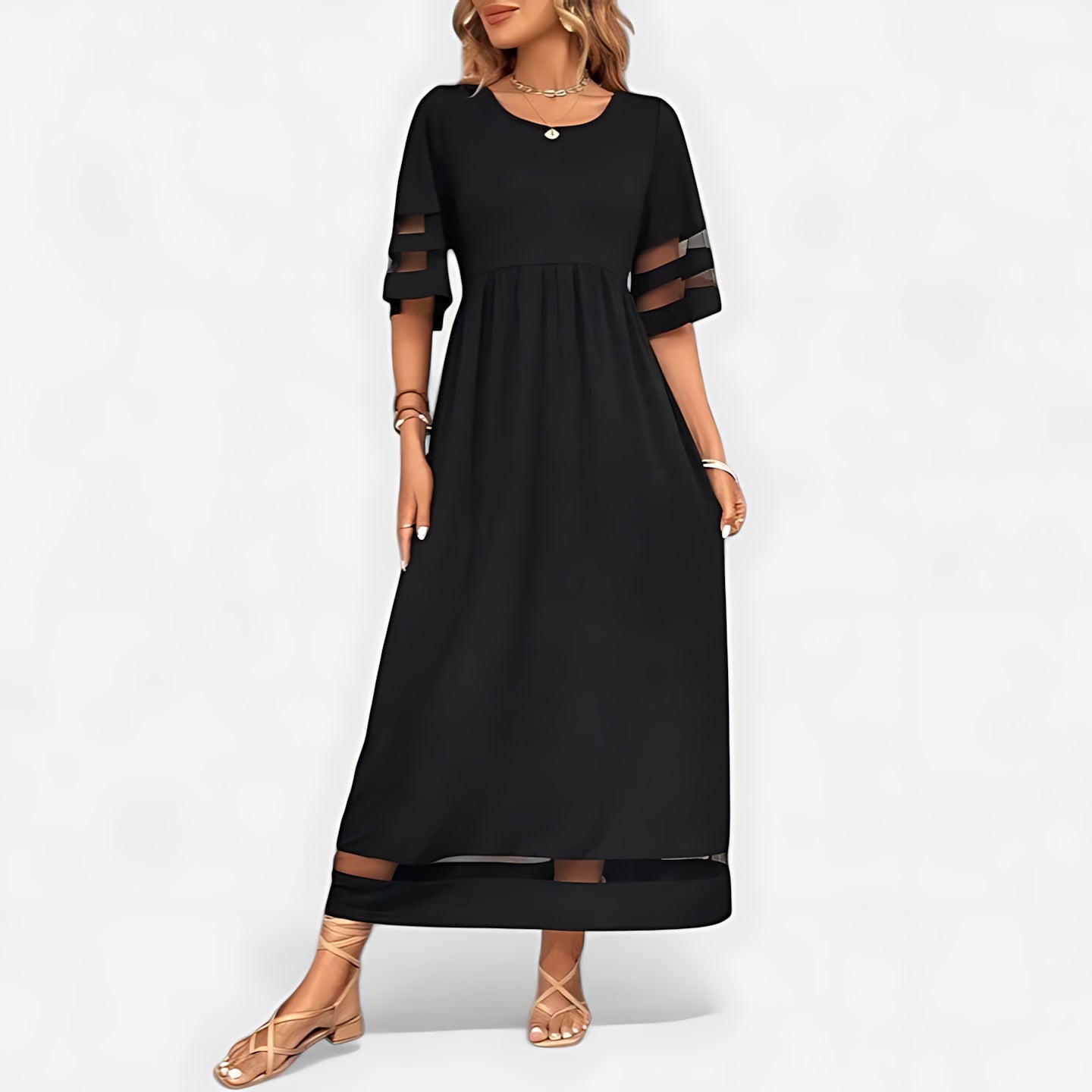 Juliette – Lace Panel A Line Maxi Dress