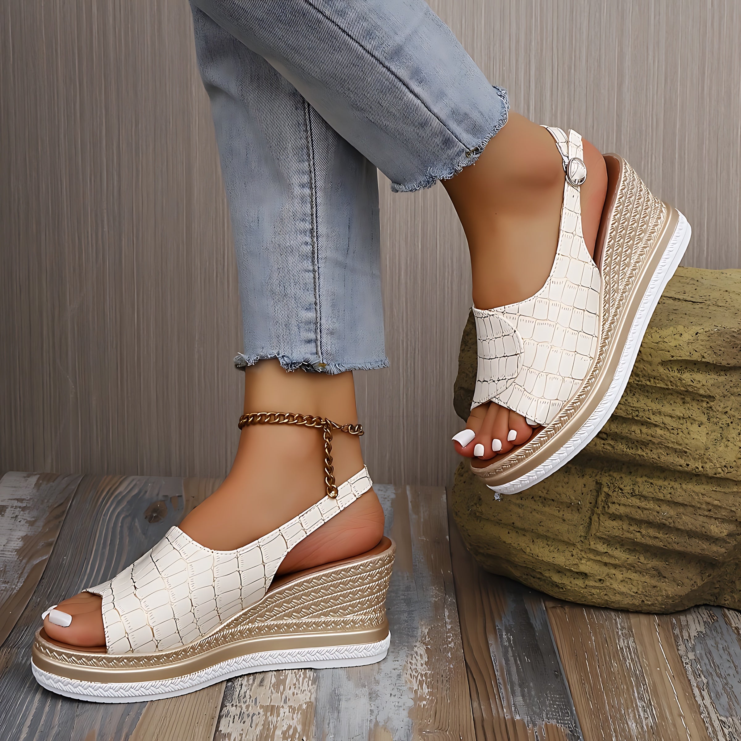 June – Braided Slingback Wedge Sandals