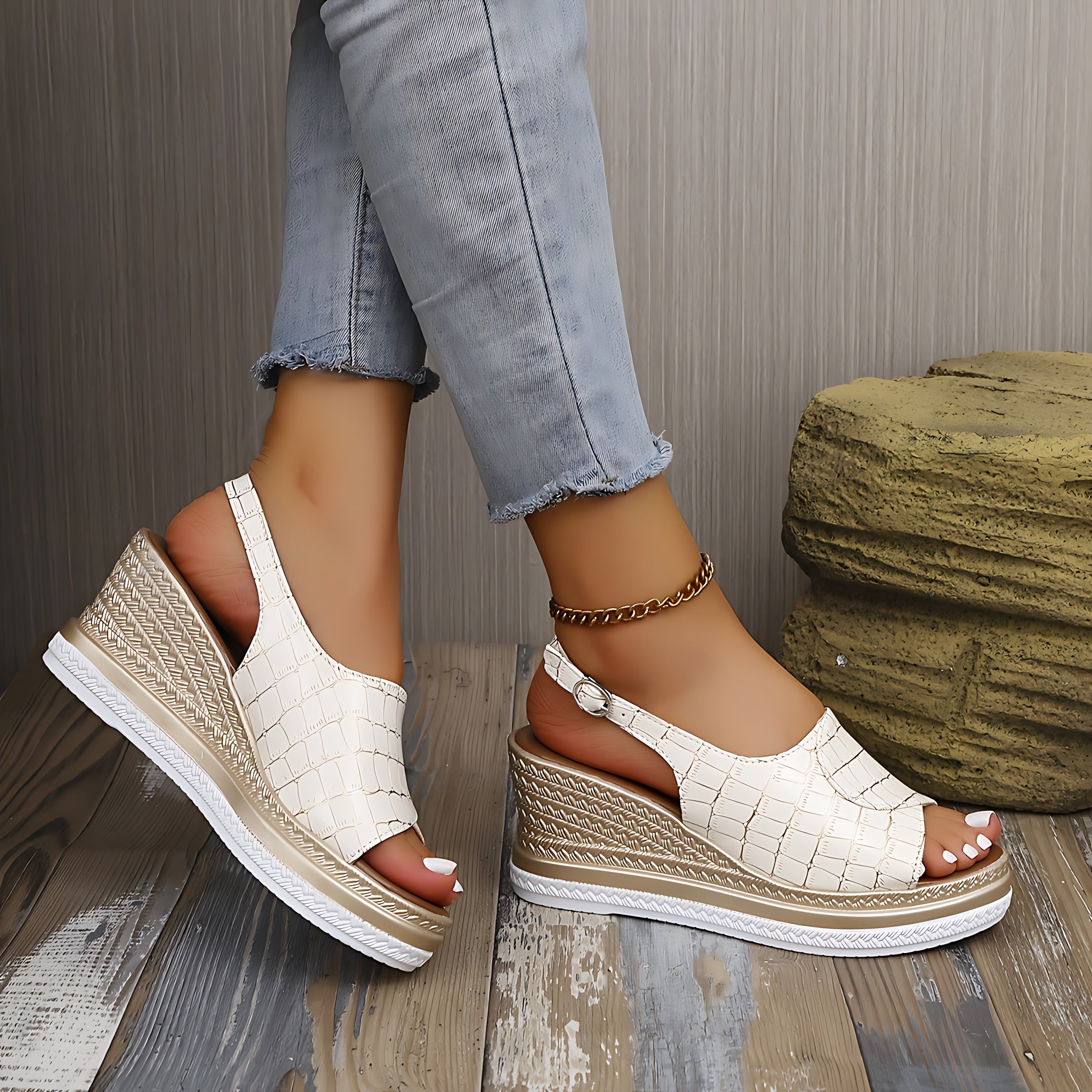 June – Braided Slingback Wedge Sandals