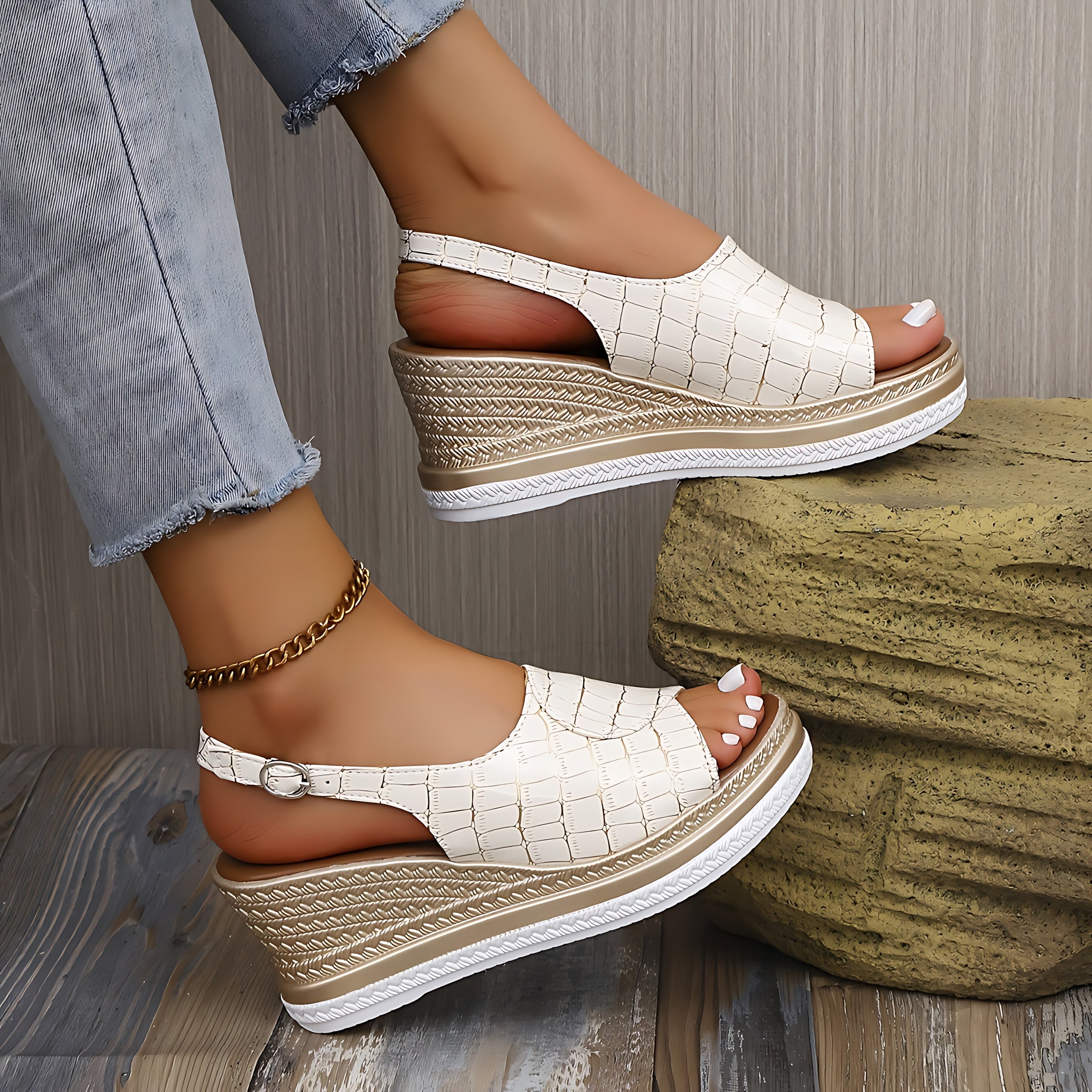 June – Braided Slingback Wedge Sandals