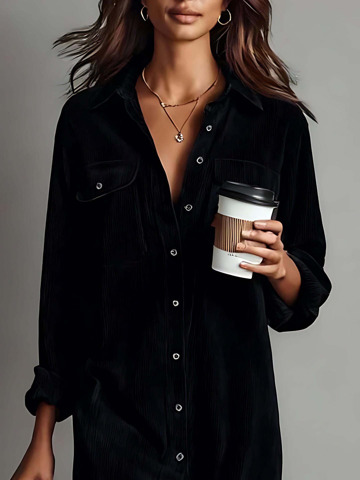 June – Satin Abstract Print Midi Shirt Dress