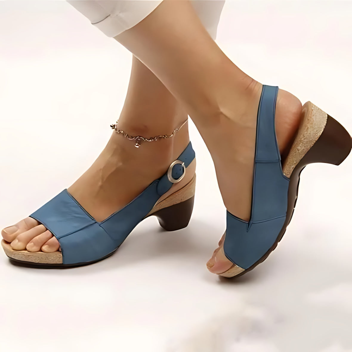 Juniper – Peep Toe Block Heel Slingback Sandals