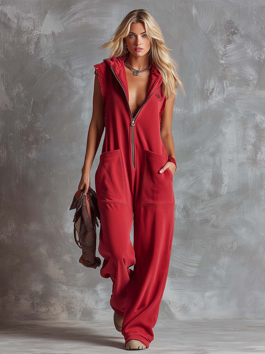 Zoe – V Neck Draped Wide Leg Jumpsuit