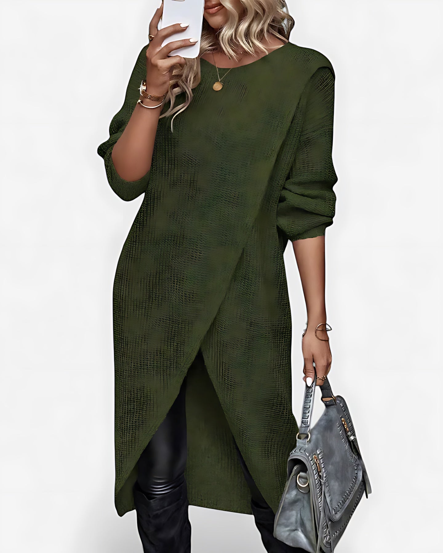Kennedy – Asymmetric Wrap Knit Sweater Dress