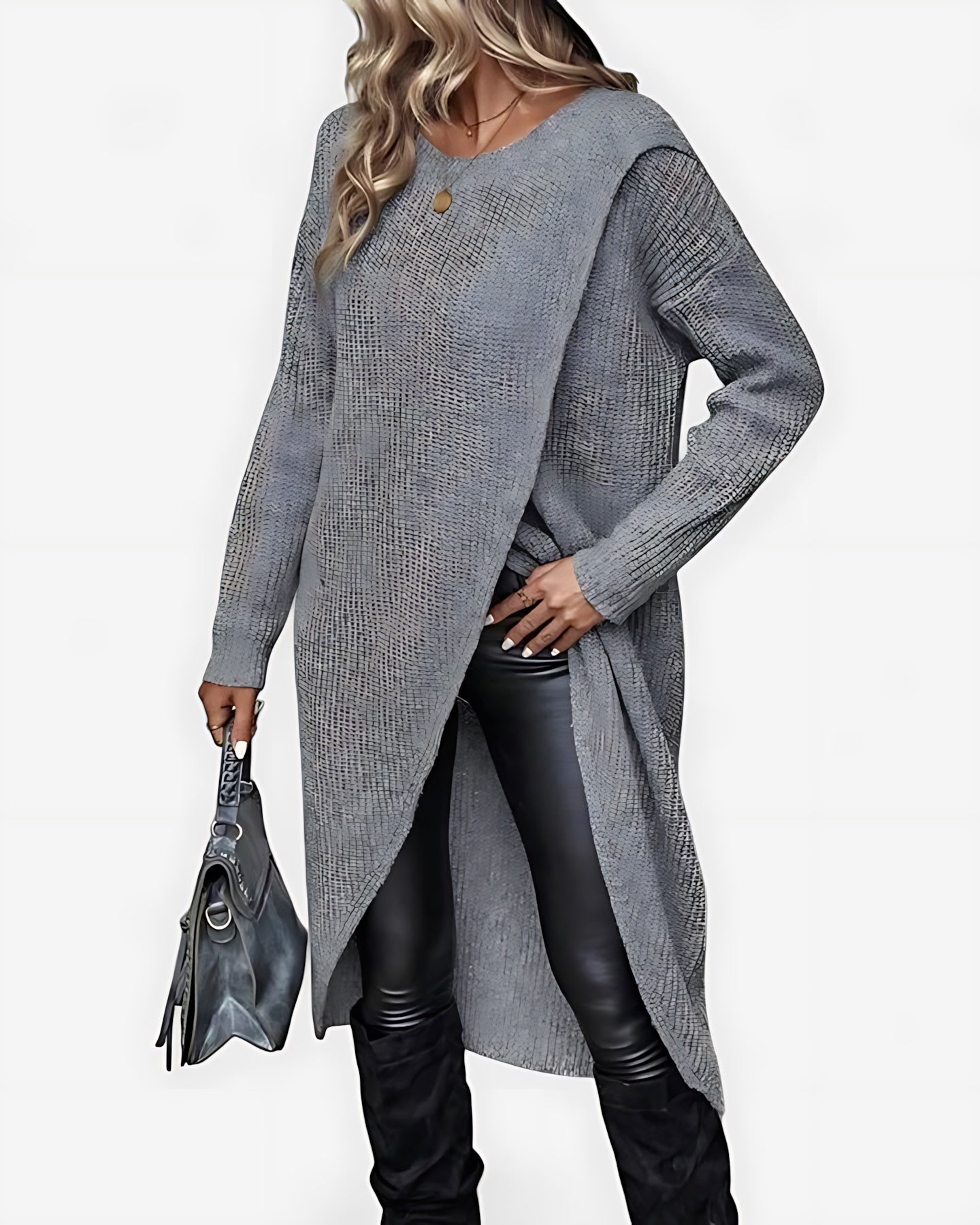 Kennedy – Asymmetric Wrap Knit Sweater Dress