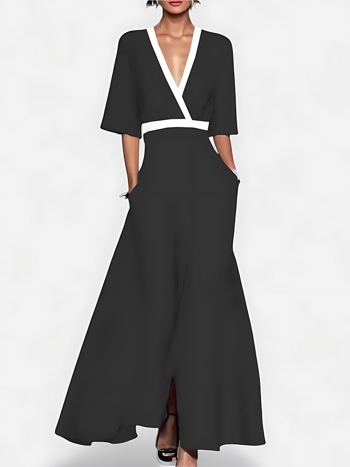 Kennedy – Floral Print Wrap A Line Maxi Dress