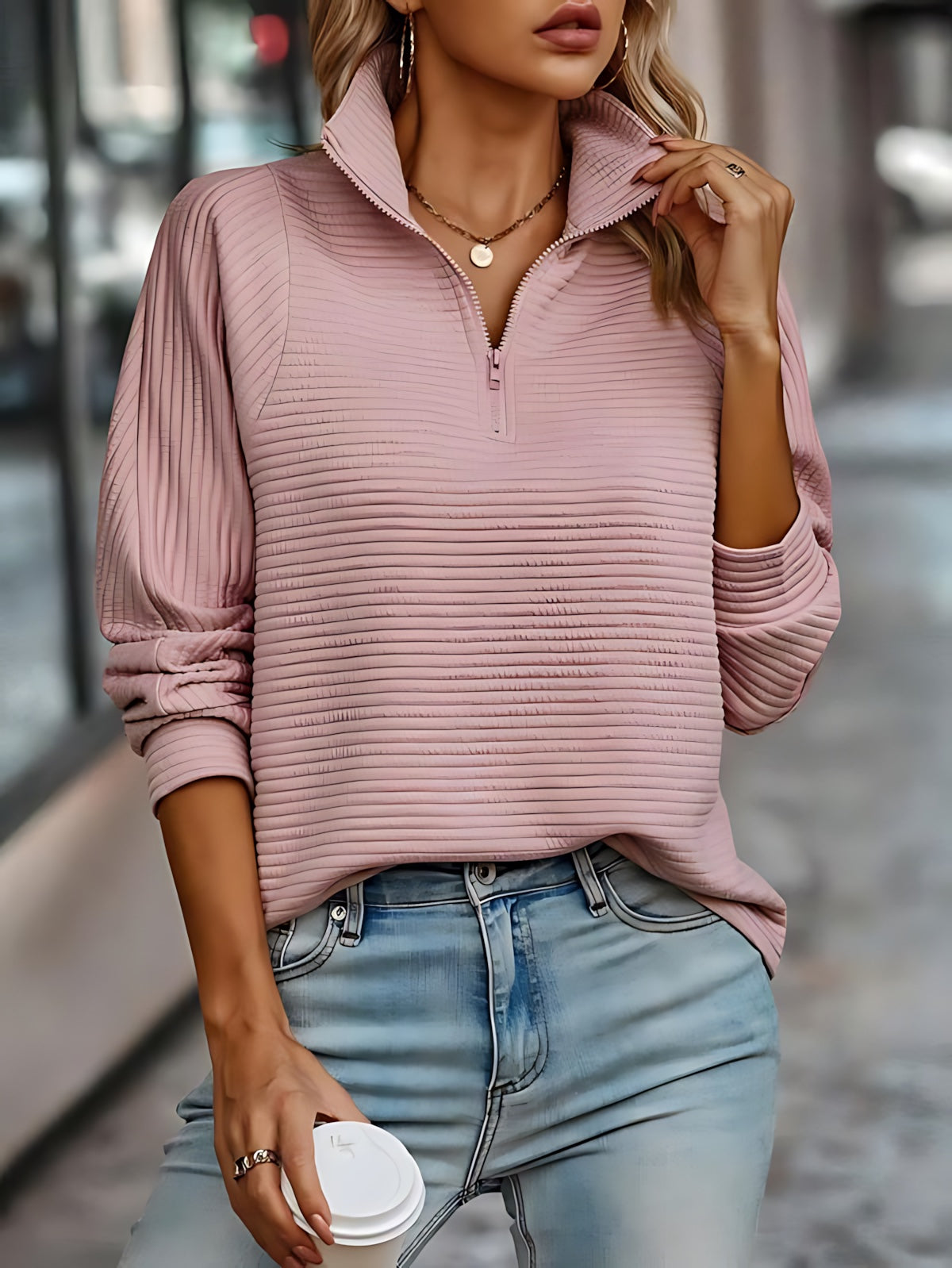 Kennedy – Ribbed Half Zip Pullover Sweater