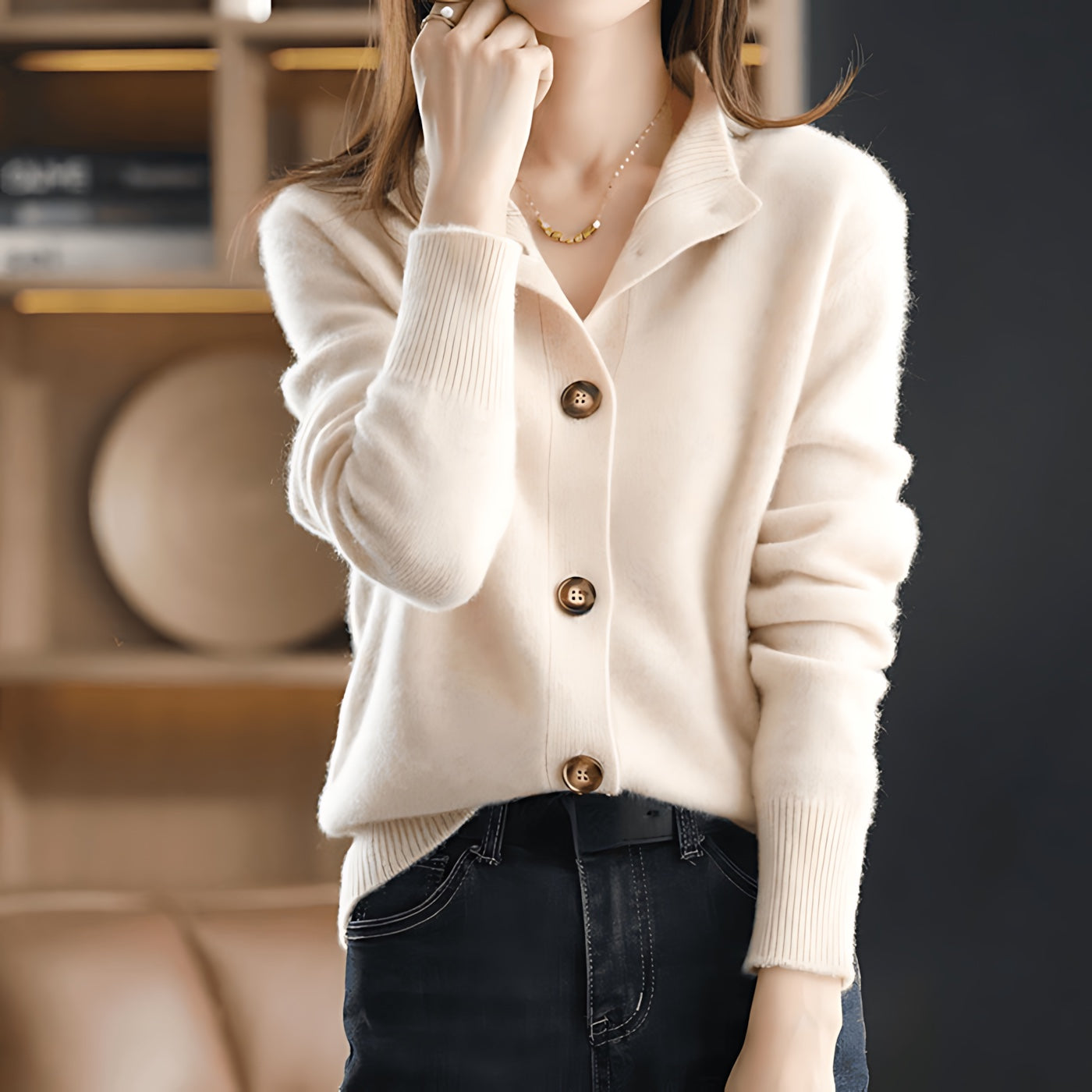 Kinsley – Collared Button Up Knit Cardigan
