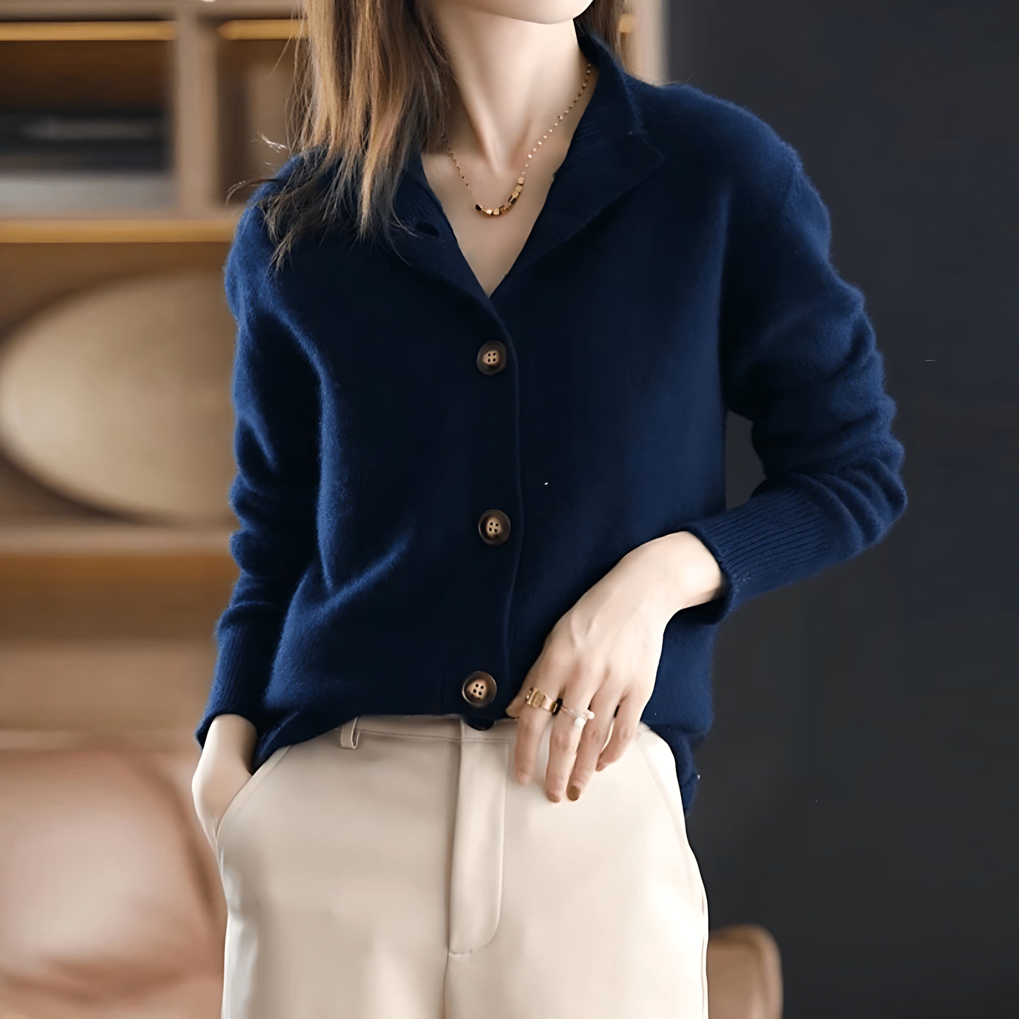 Kinsley – Collared Button Up Knit Cardigan
