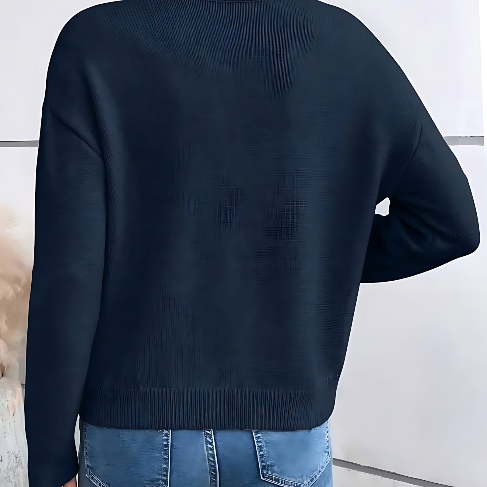 Lainey – Lace Trim Split Neck Knit Sweater