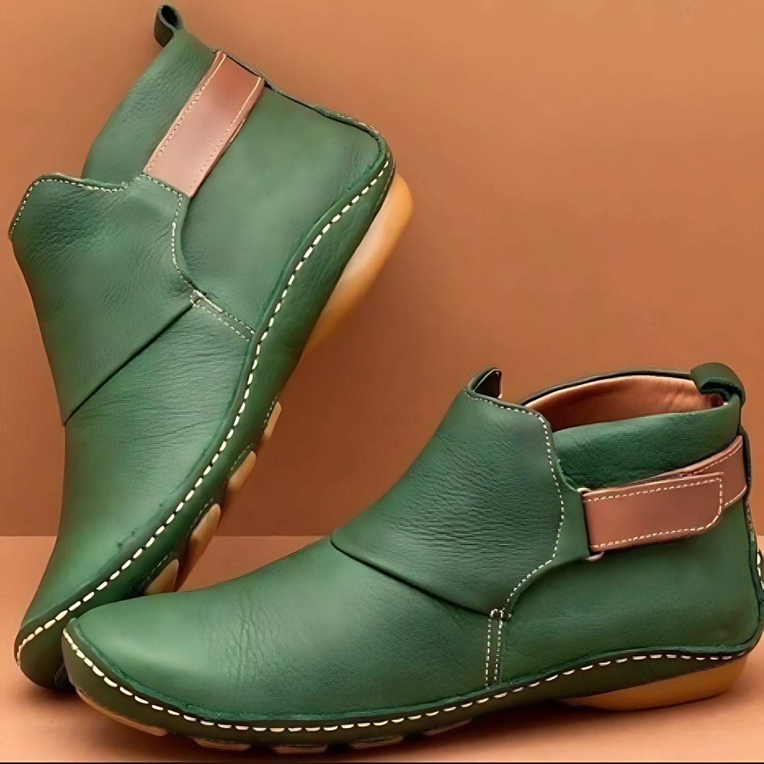 Lainey – Leather Round Toe Side Zip Ankle Boots