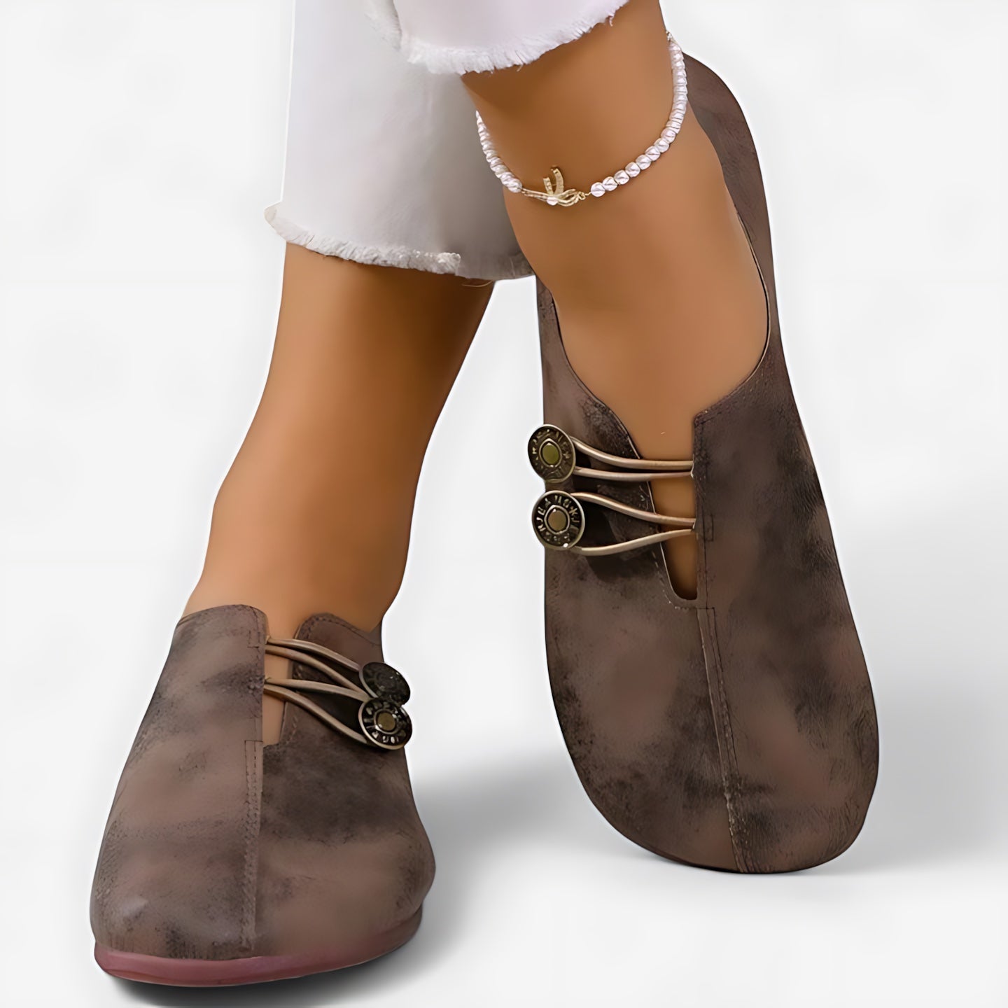 Layla – Faux Leather Round Toe Slip On Flats