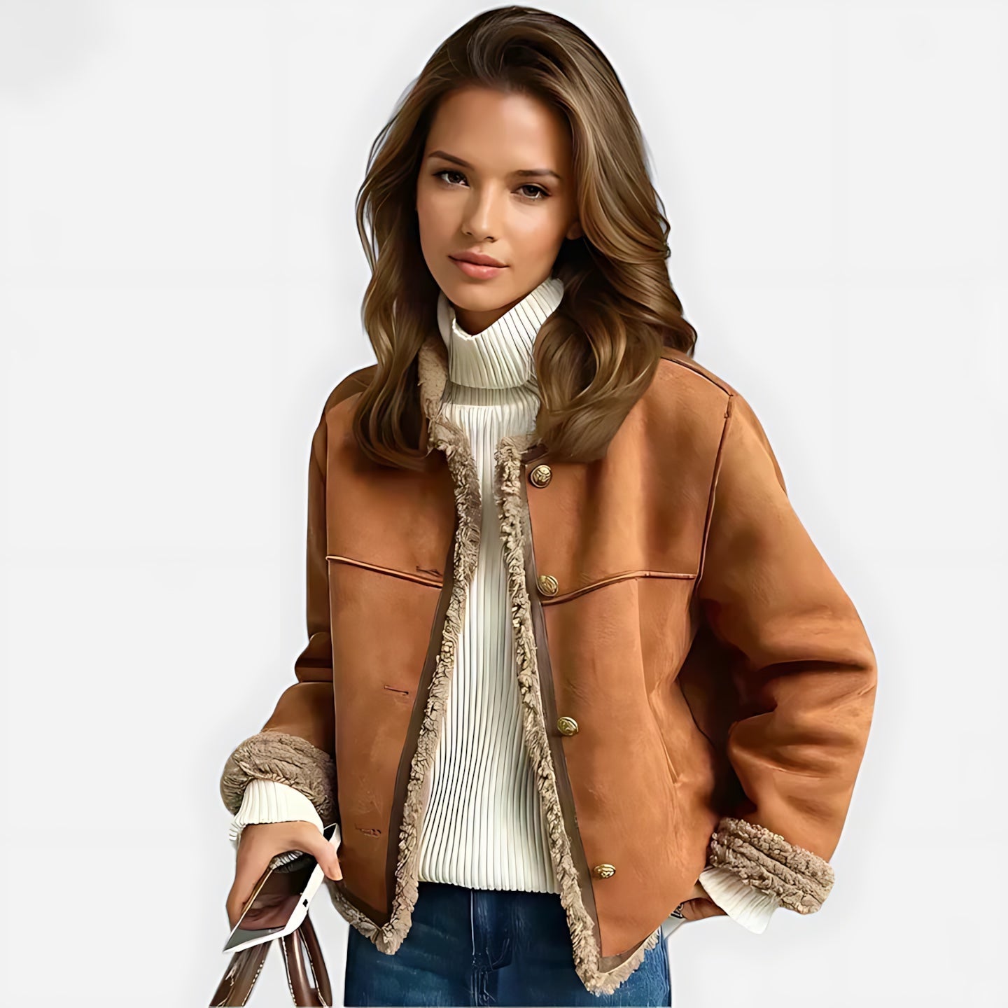 Layla – Faux Shearling Lined Suede Jacket