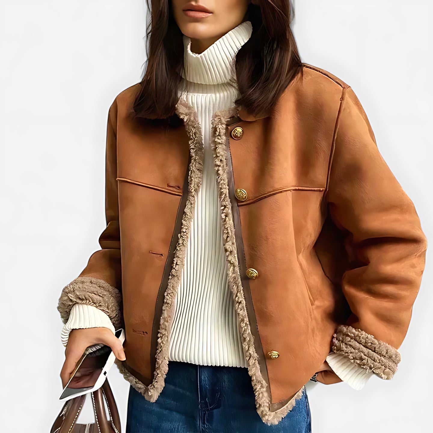 Layla – Faux Shearling Lined Suede Jacket