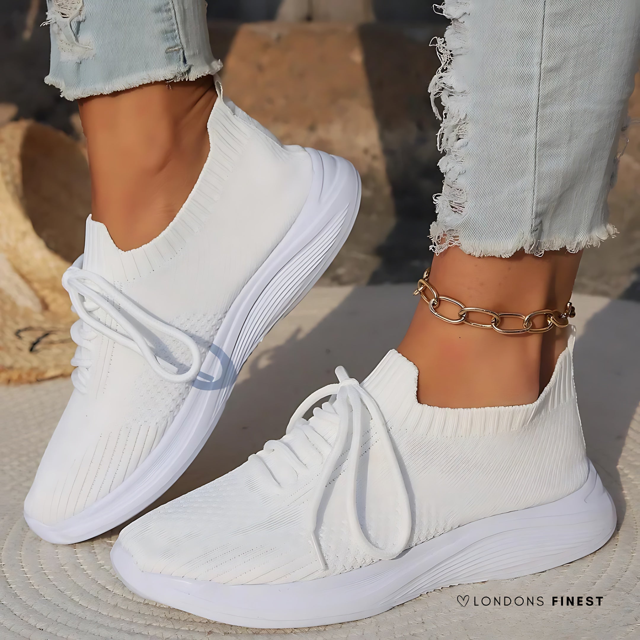 Layla – Low Wedge Lace Up Walking Sneakers