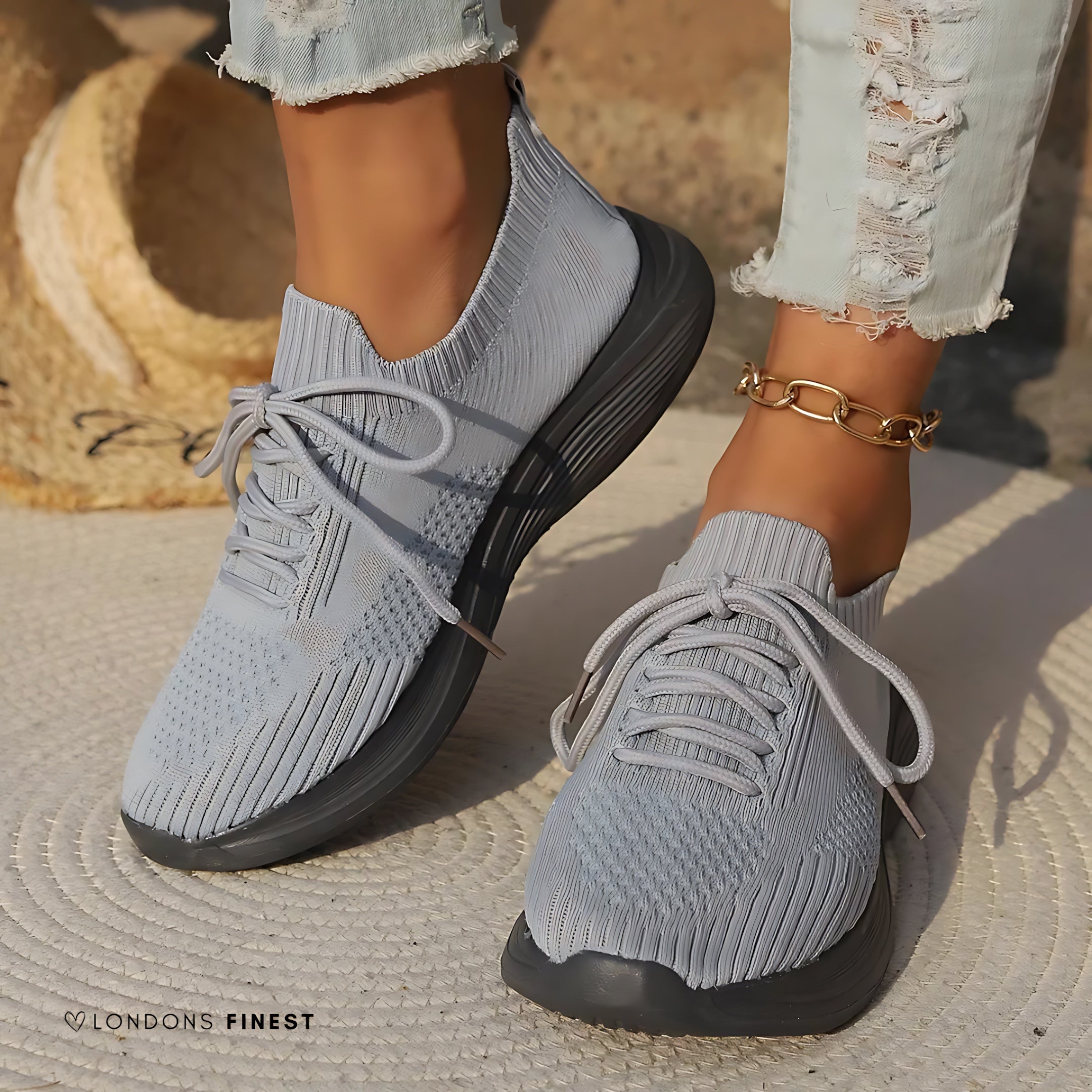Layla – Low Wedge Lace Up Walking Sneakers