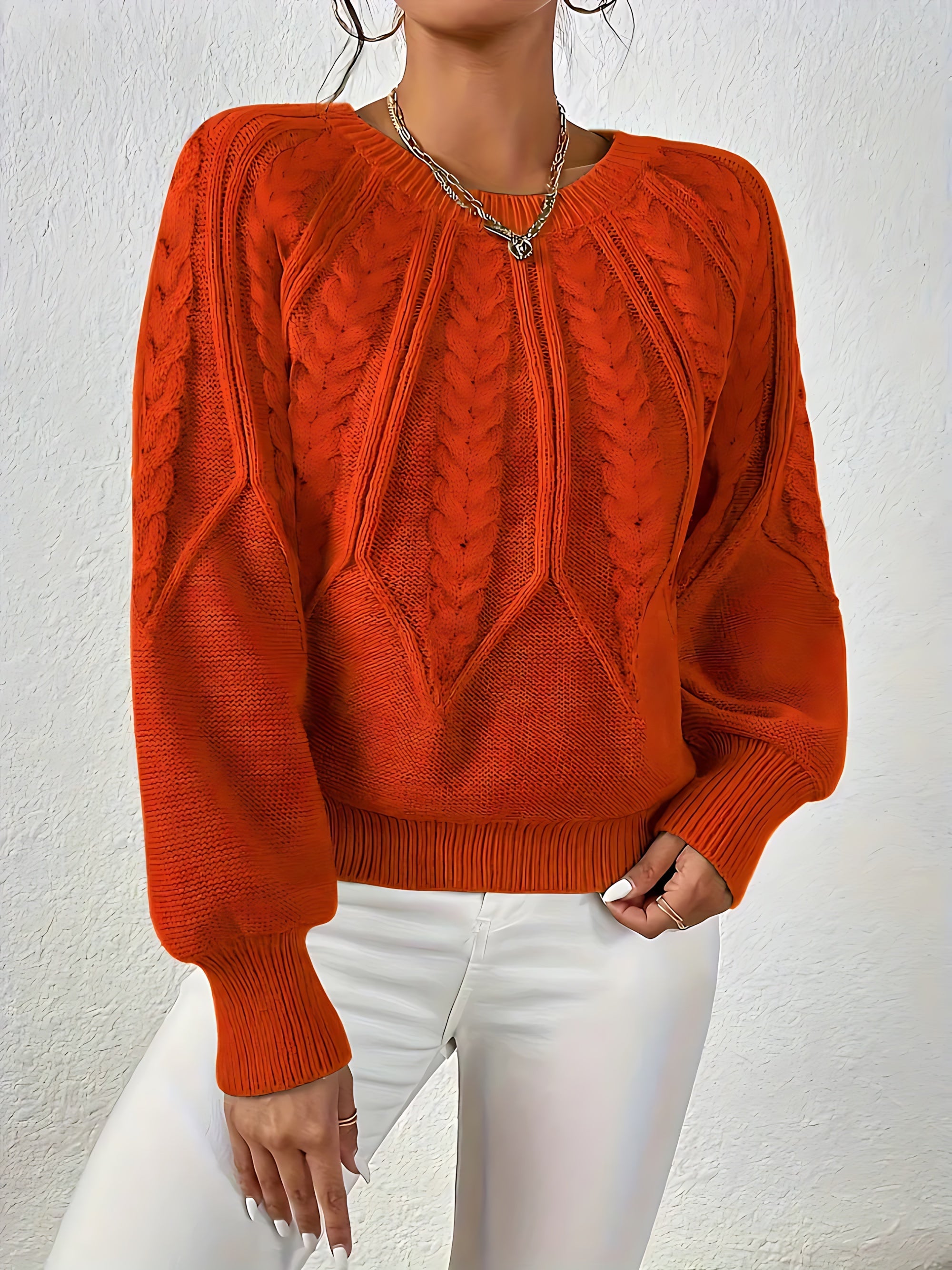 Lia – Cable Knit Crew Neck Sweater