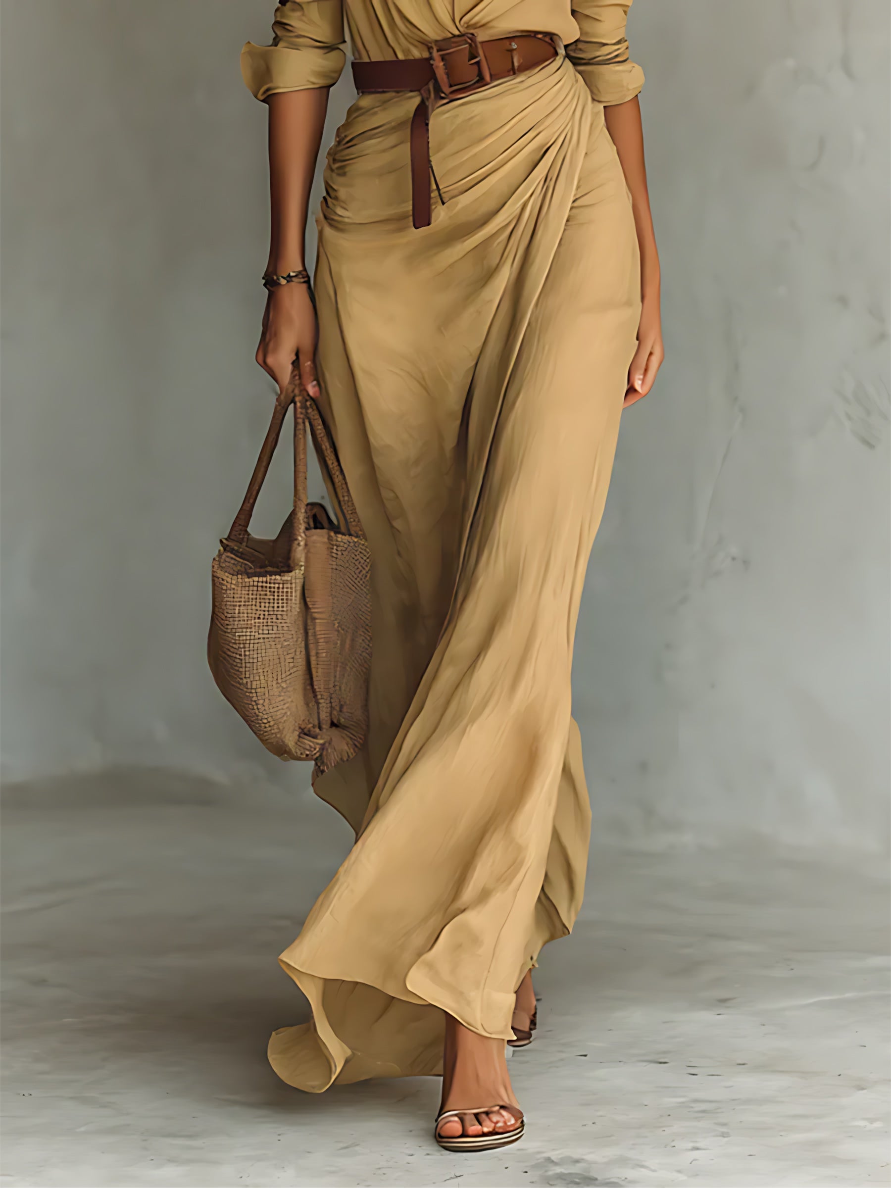 Lia – Collared Wrap Long Sleeve Maxi Dress