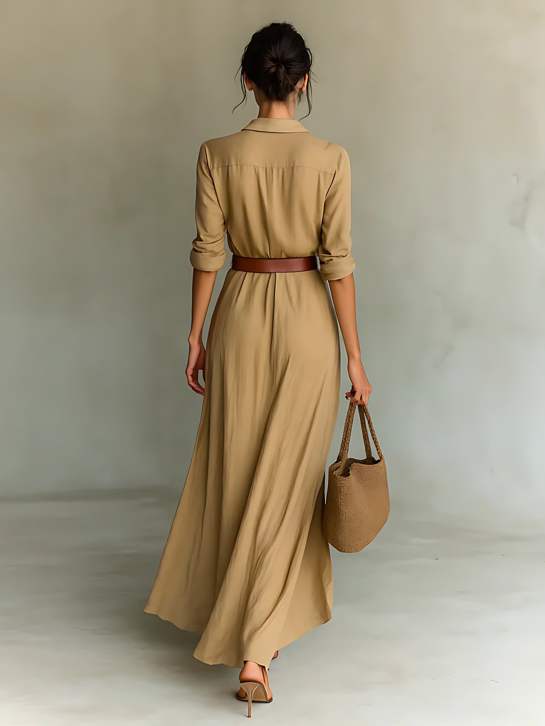 Lia – Collared Wrap Long Sleeve Maxi Dress