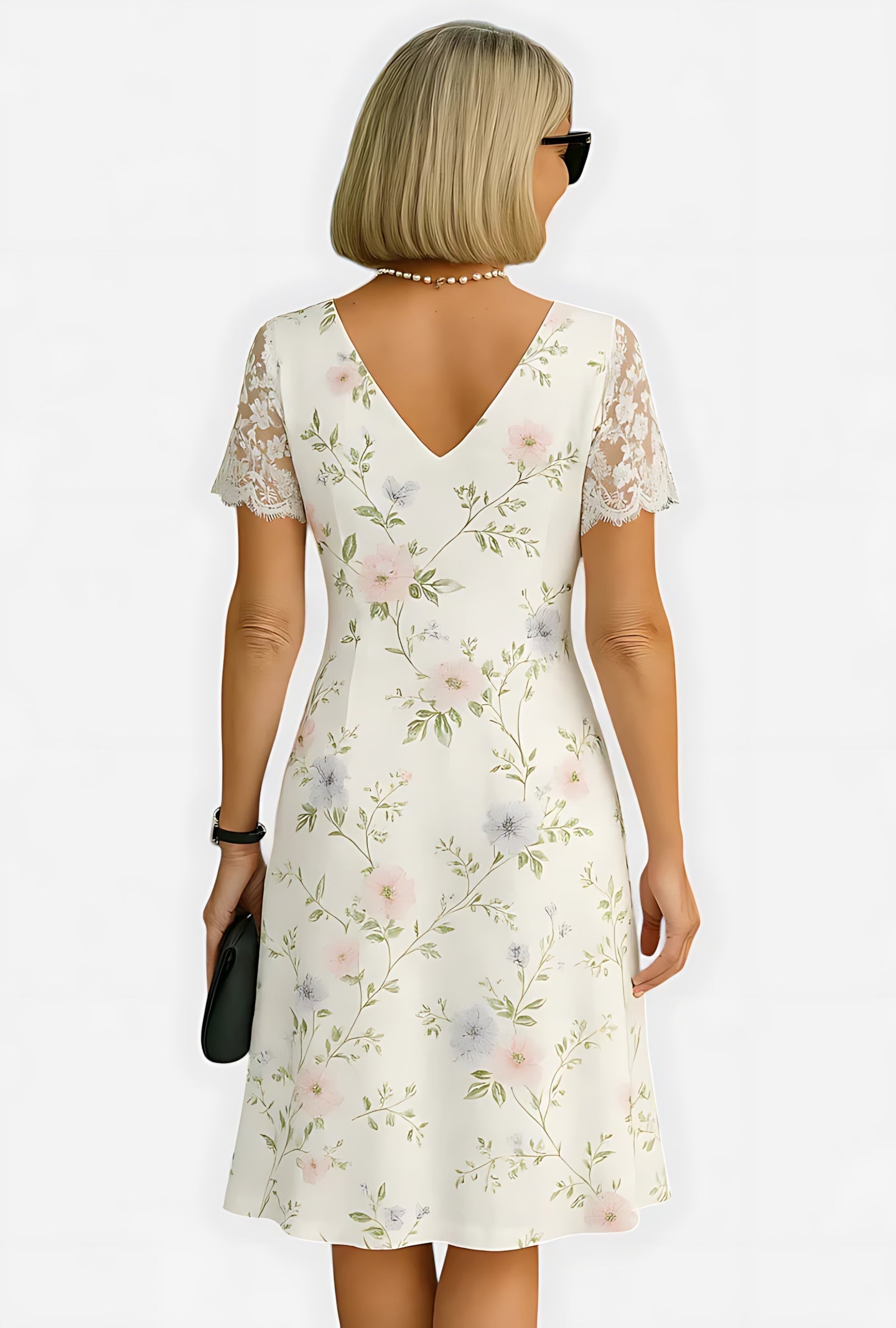 Lia – Ditsy Floral V Neck Summer Midi Dress