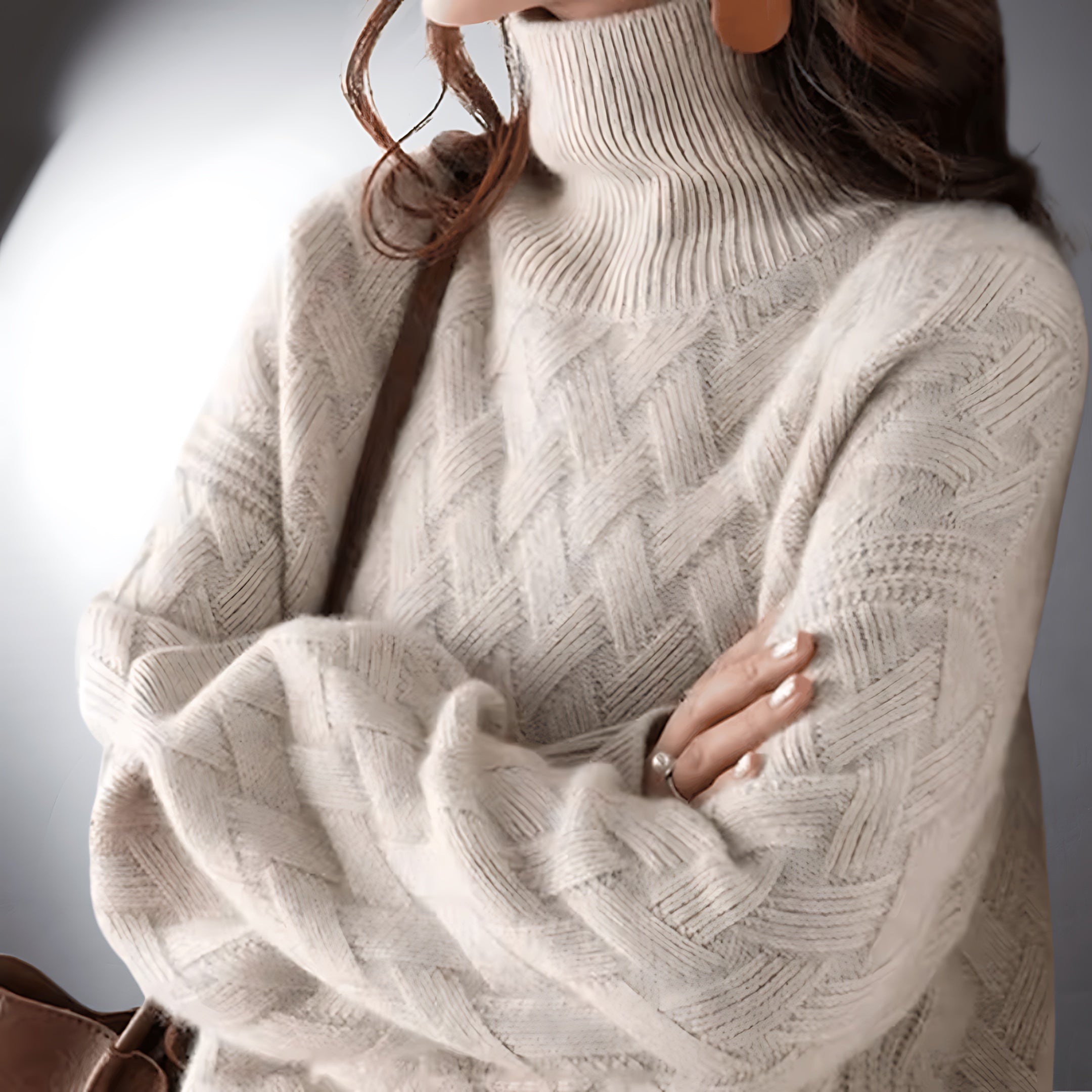 Lilah – Diamond Knit Mock Neck Sweater