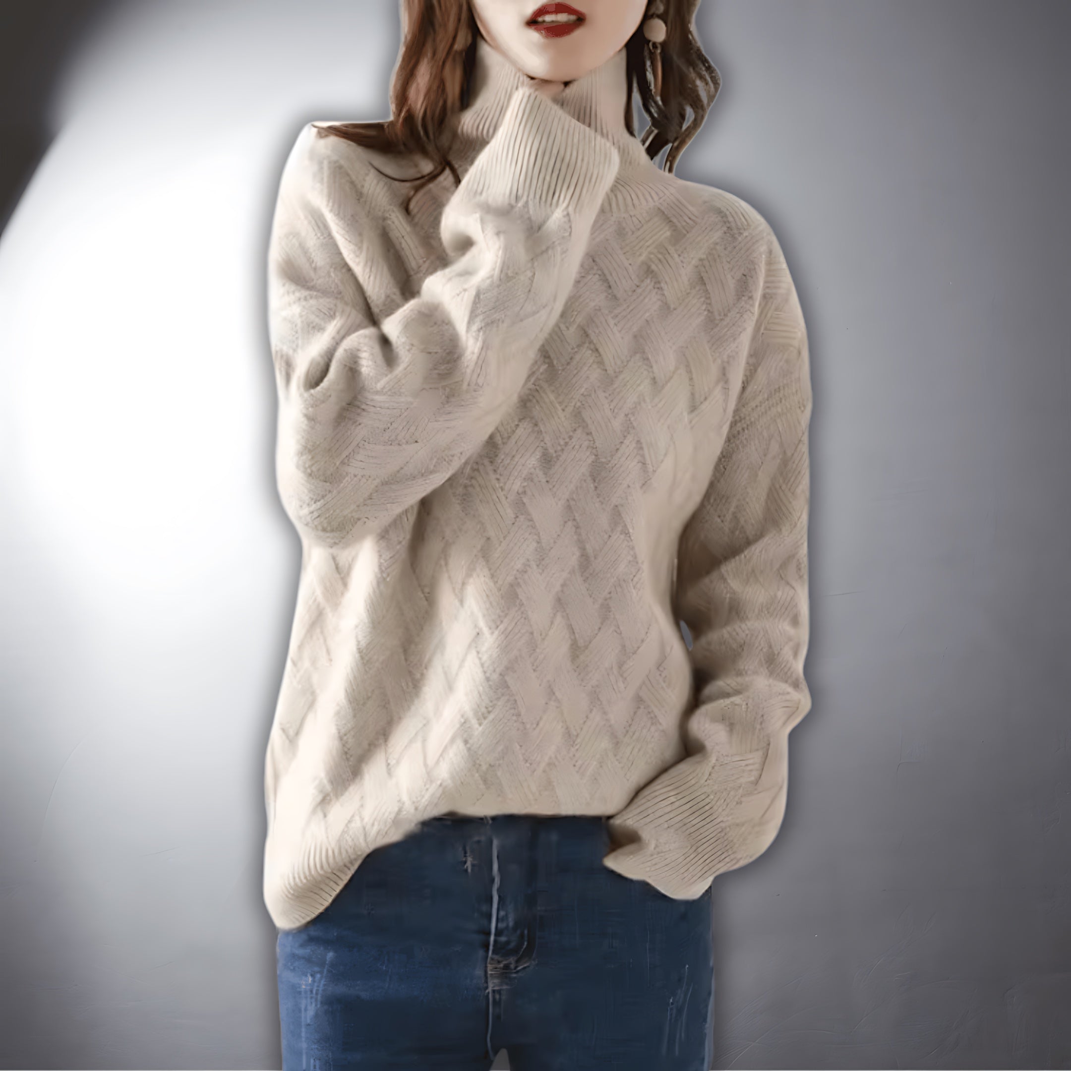 Lilah – Diamond Knit Mock Neck Sweater