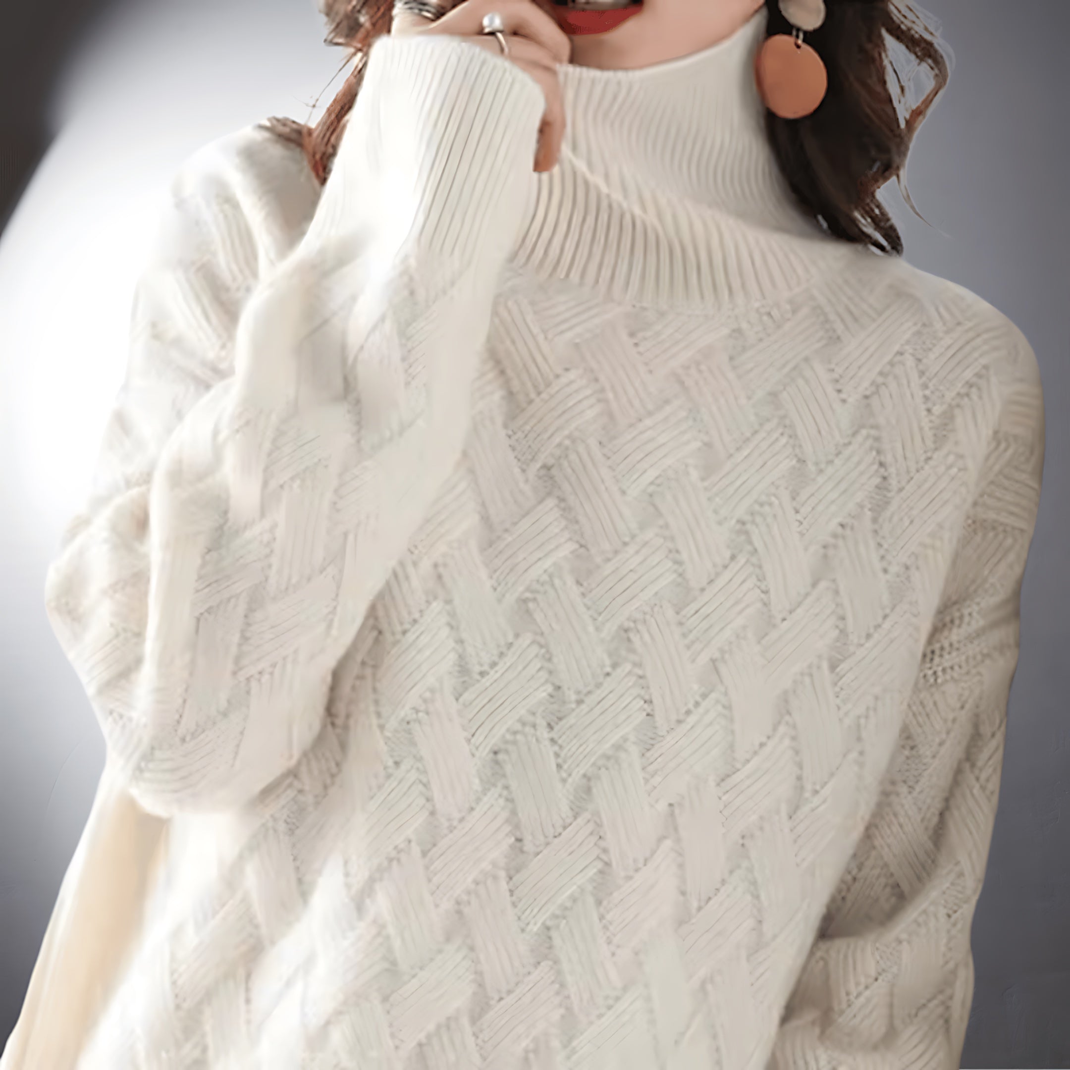 Lilah – Diamond Knit Mock Neck Sweater