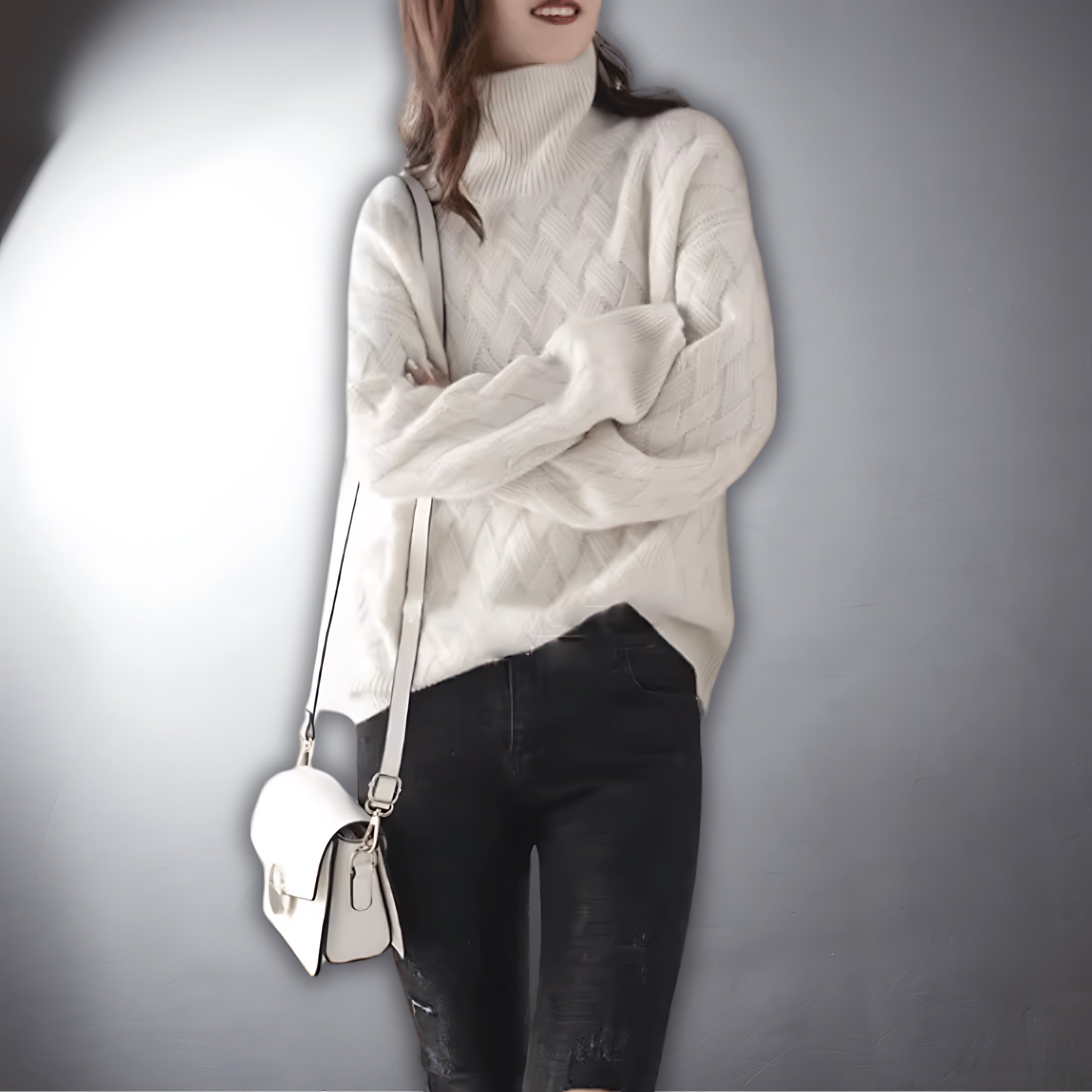 Lilah – Diamond Knit Mock Neck Sweater