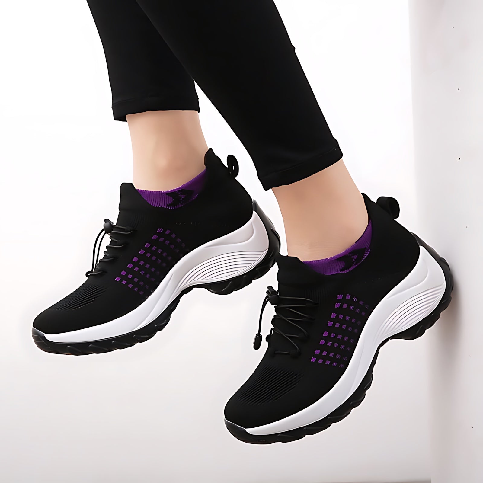 Lilah – Knit Zip Front Chunky Sole Sneakers