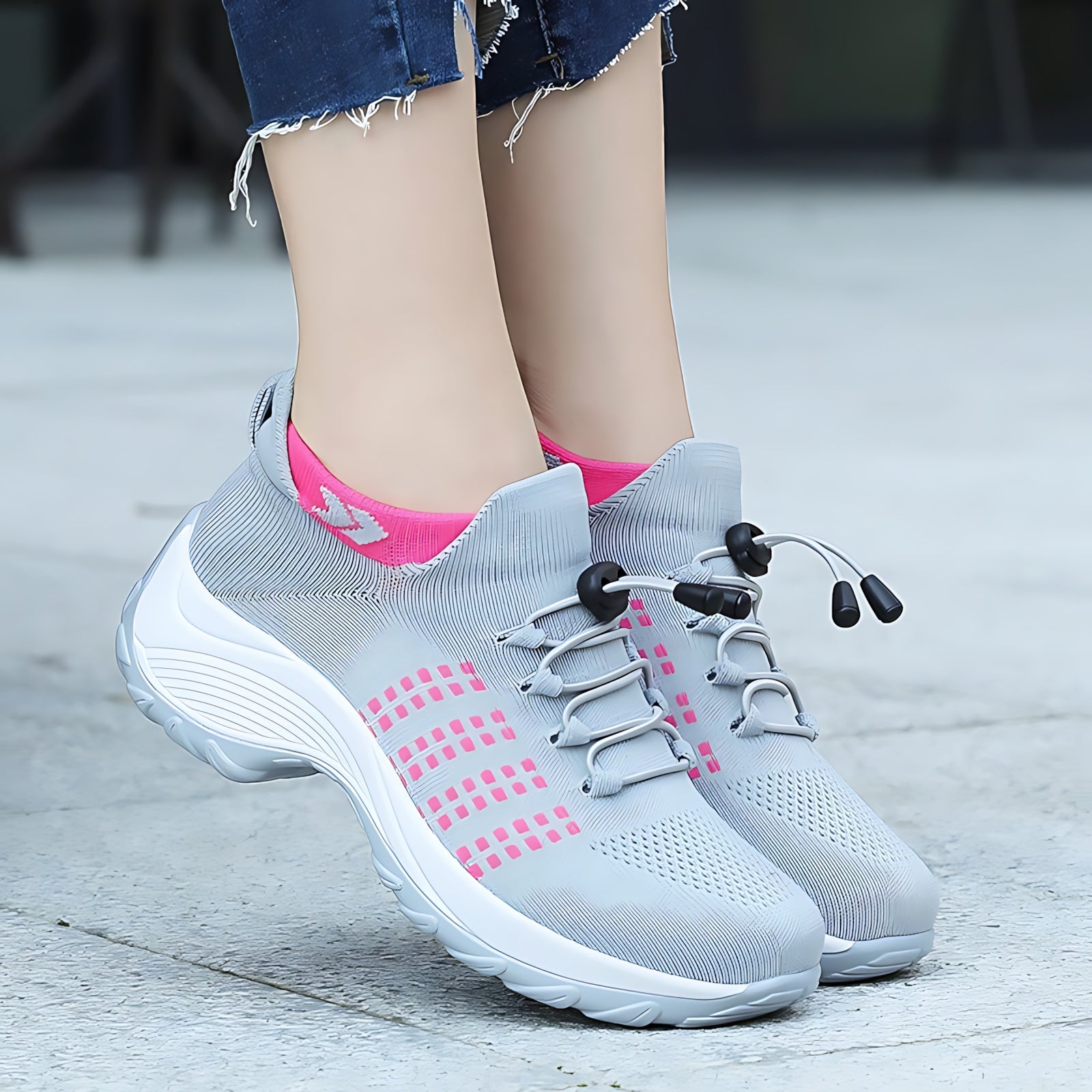 Lilah – Knit Zip Front Chunky Sole Sneakers