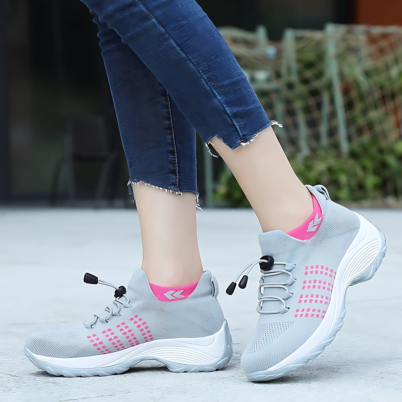 Lilah – Knit Zip Front Chunky Sole Sneakers