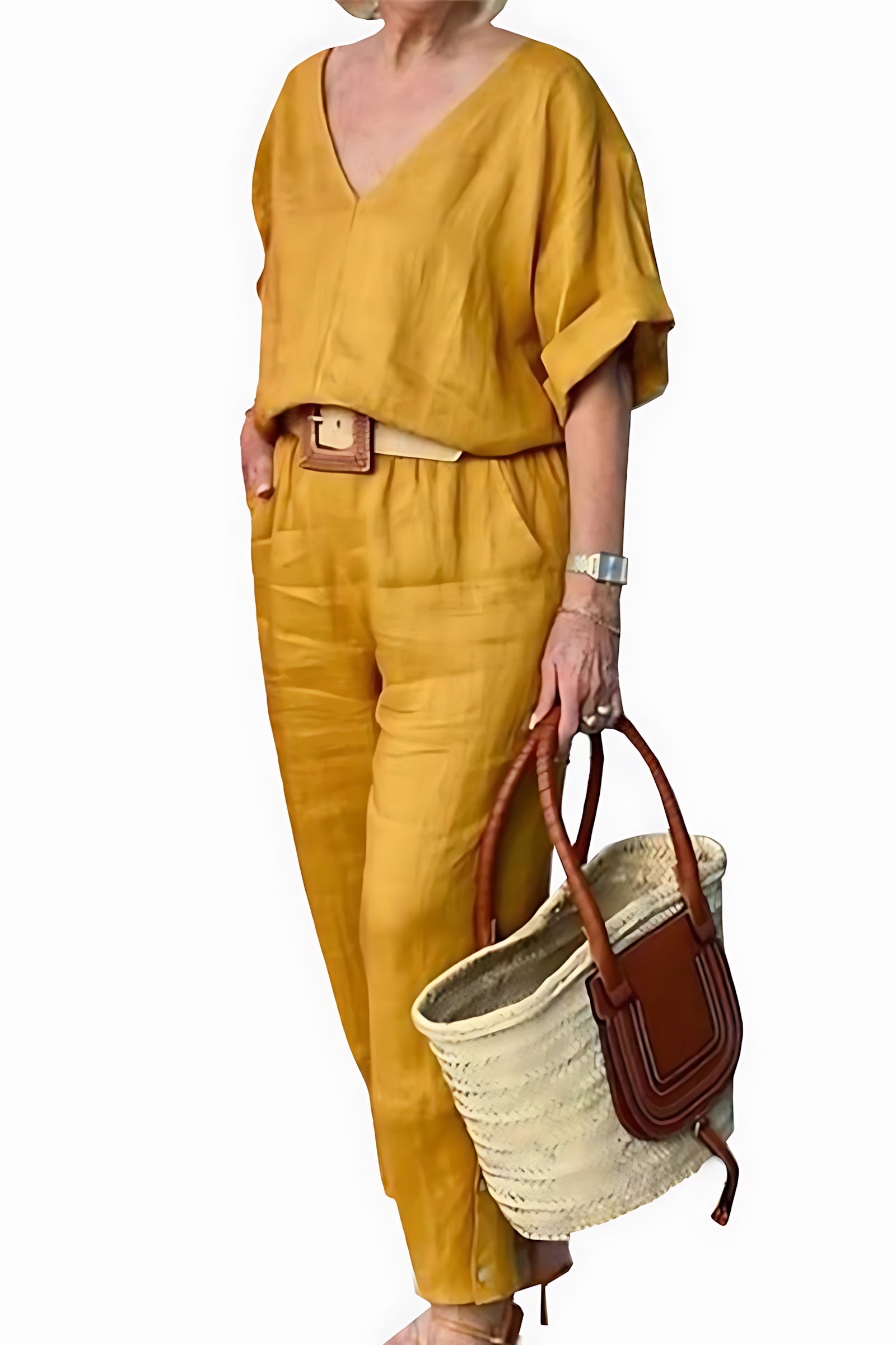 Lilah – V Neck Batwing Top and Straight Leg Pants Set