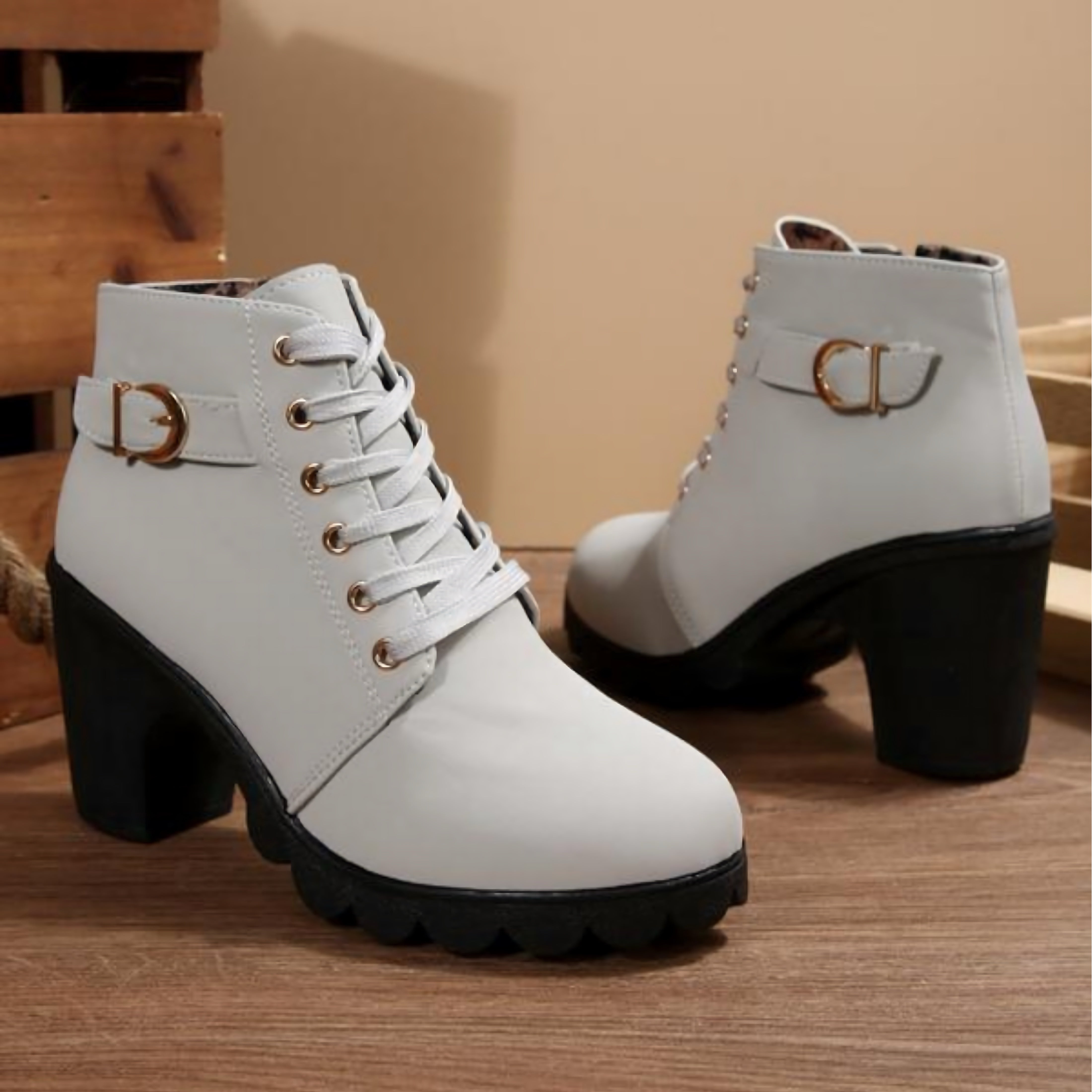 Liliana – Suede Lace Up Chunky Heel Ankle Boots