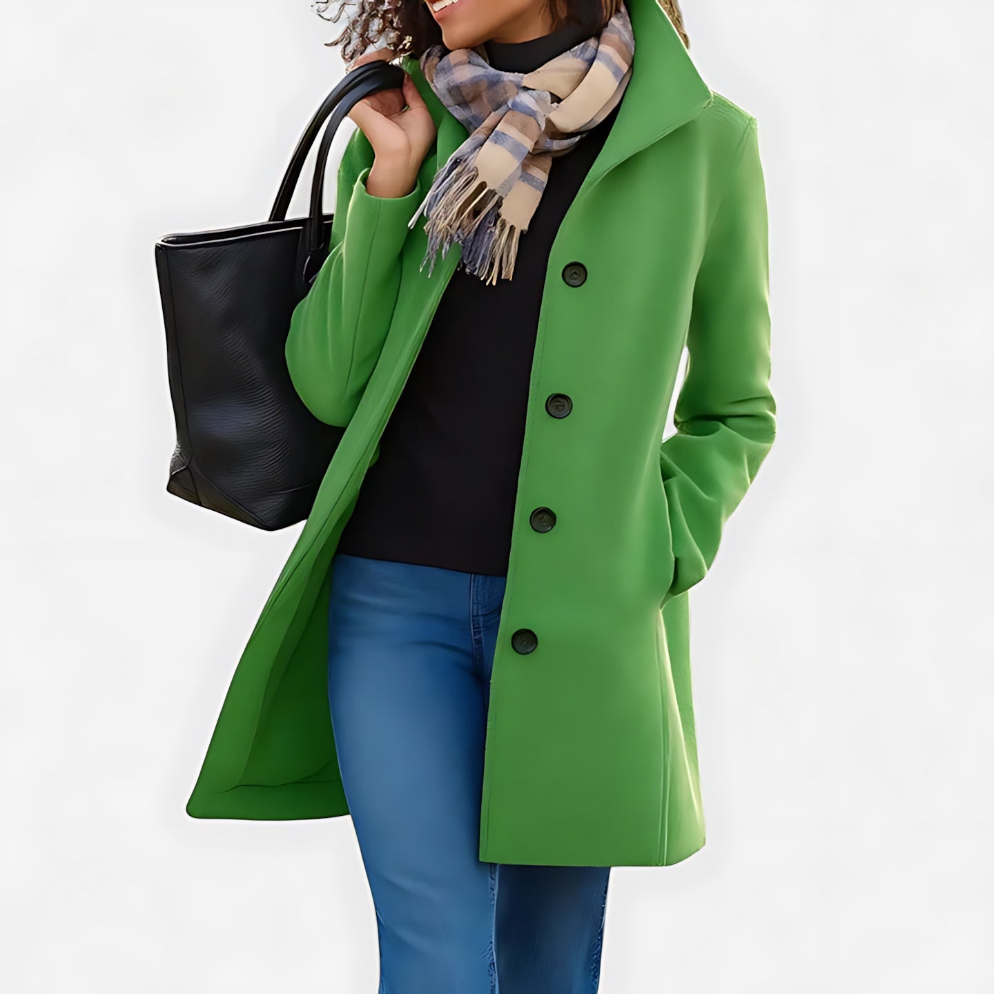 Lily – Button Front Tailored Midi Coat