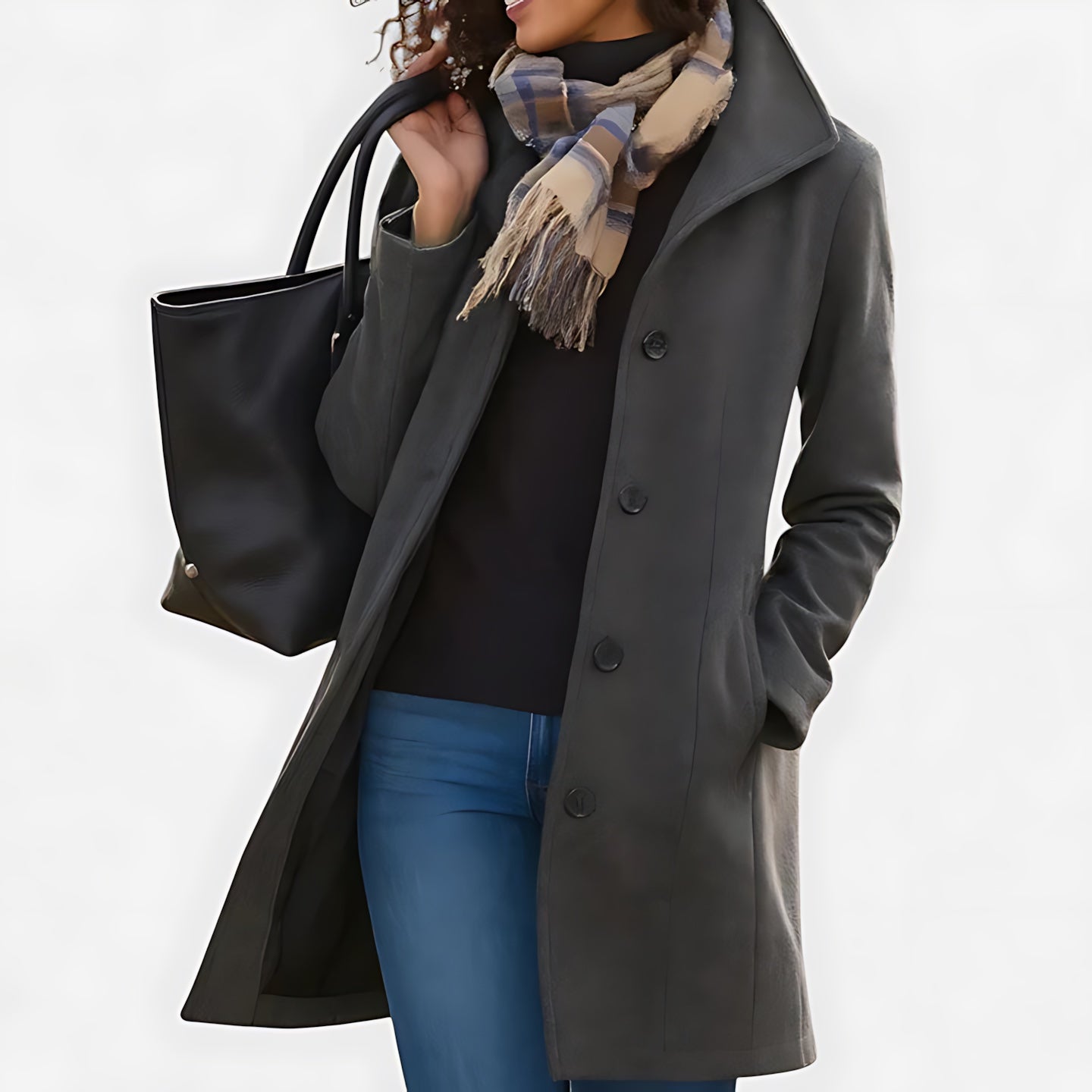 Lily – Button Front Tailored Midi Coat