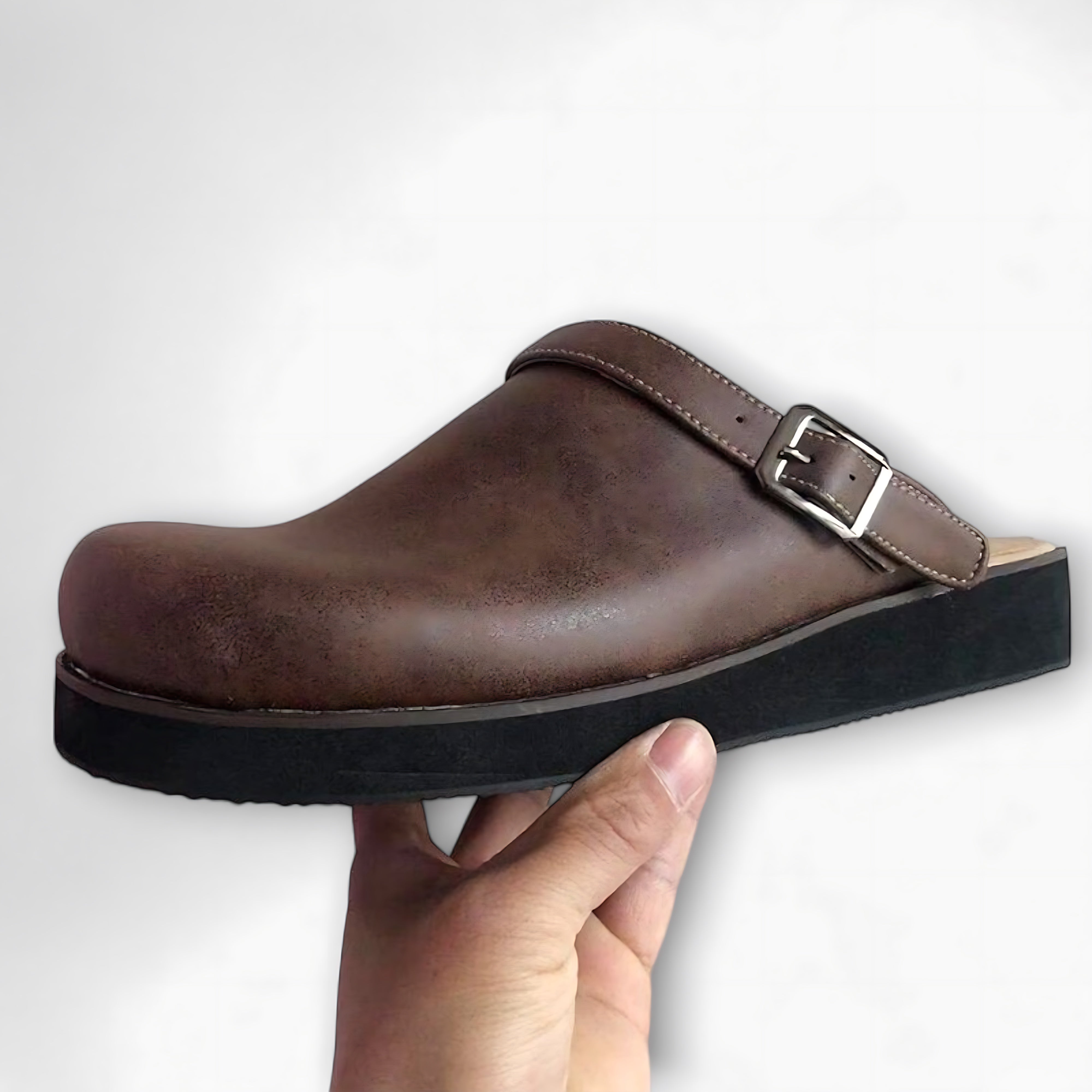 Lily – Leather Lug Sole Mule Clogs