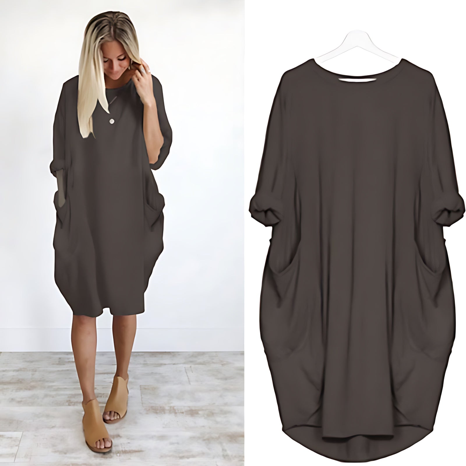 Lily – Oversized V Neck Batwing Midi Dress