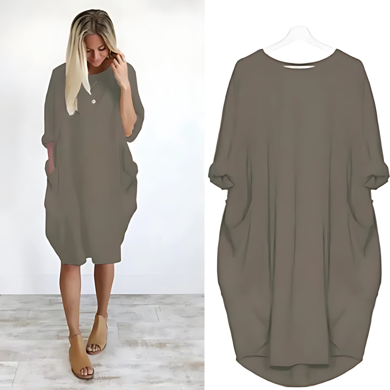 Lily – Oversized V Neck Batwing Midi Dress