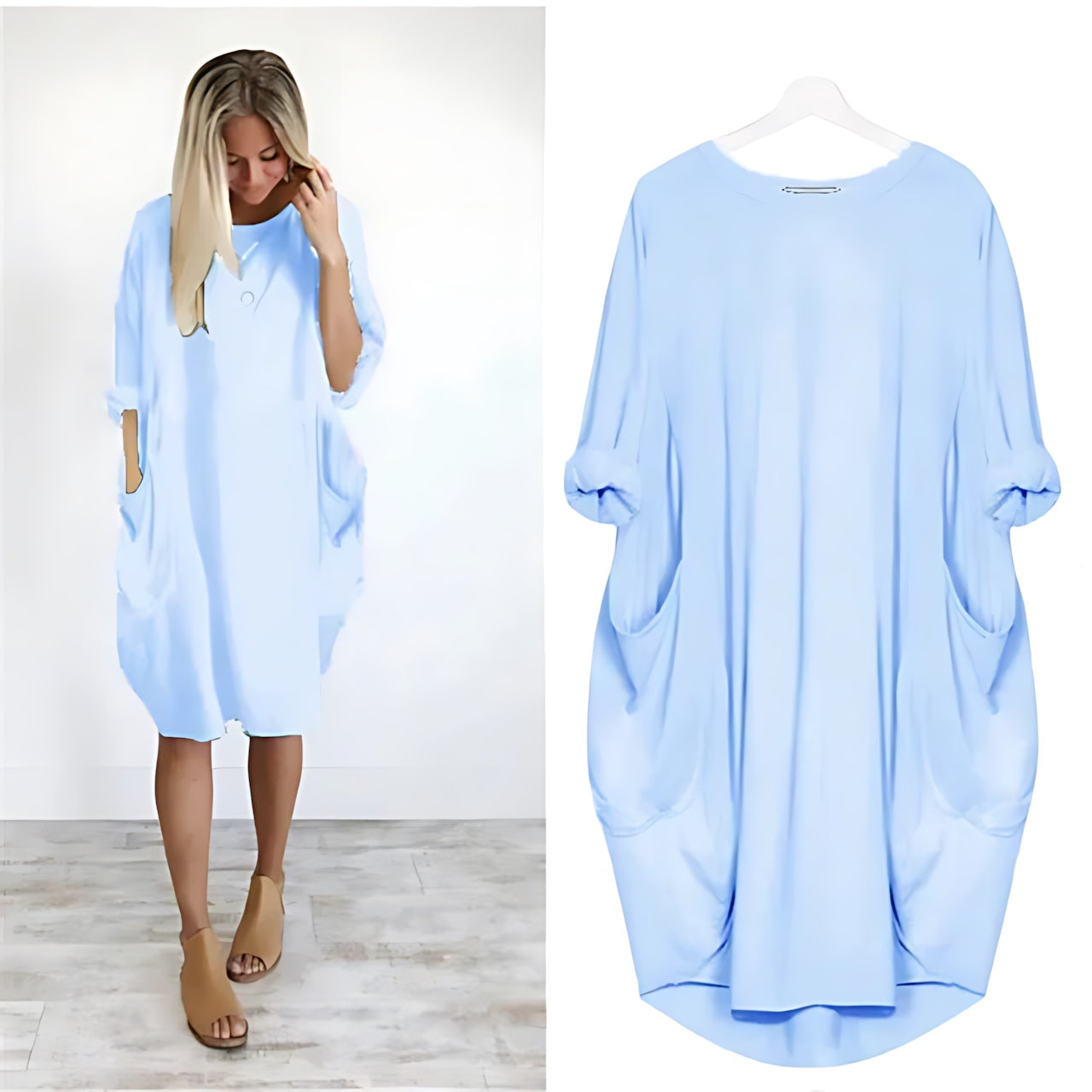 Lily – Oversized V Neck Batwing Midi Dress
