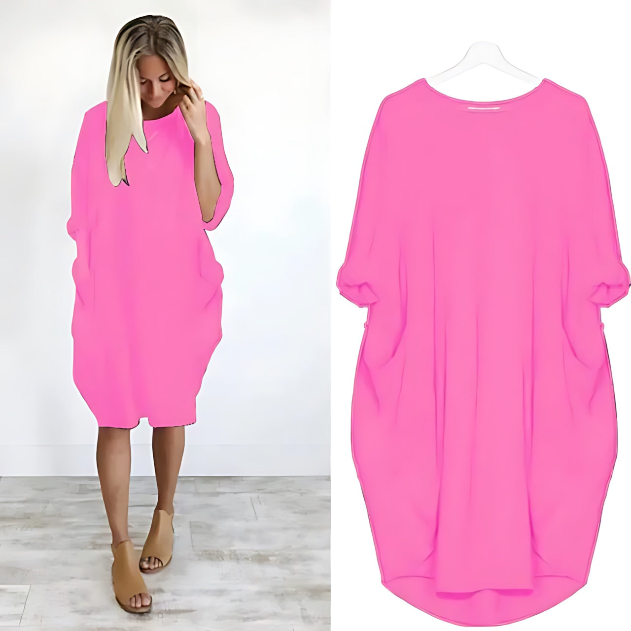 Lily – Oversized V Neck Batwing Midi Dress