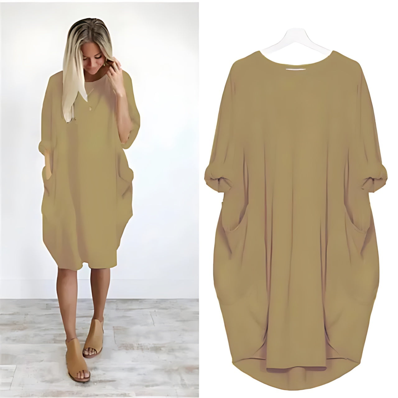 Lily – Oversized V Neck Batwing Midi Dress