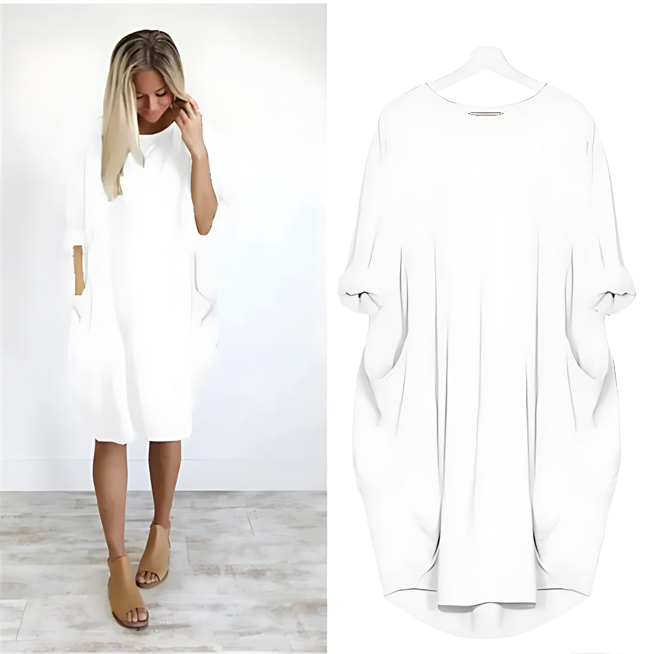 Lily – Oversized V Neck Batwing Midi Dress