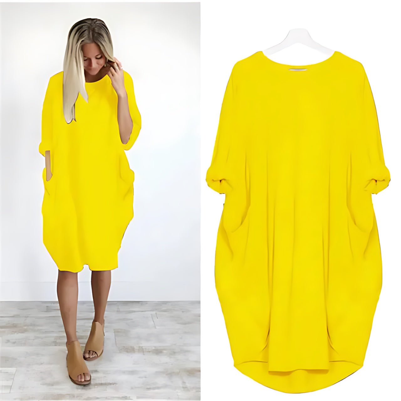Lily – Oversized V Neck Batwing Midi Dress