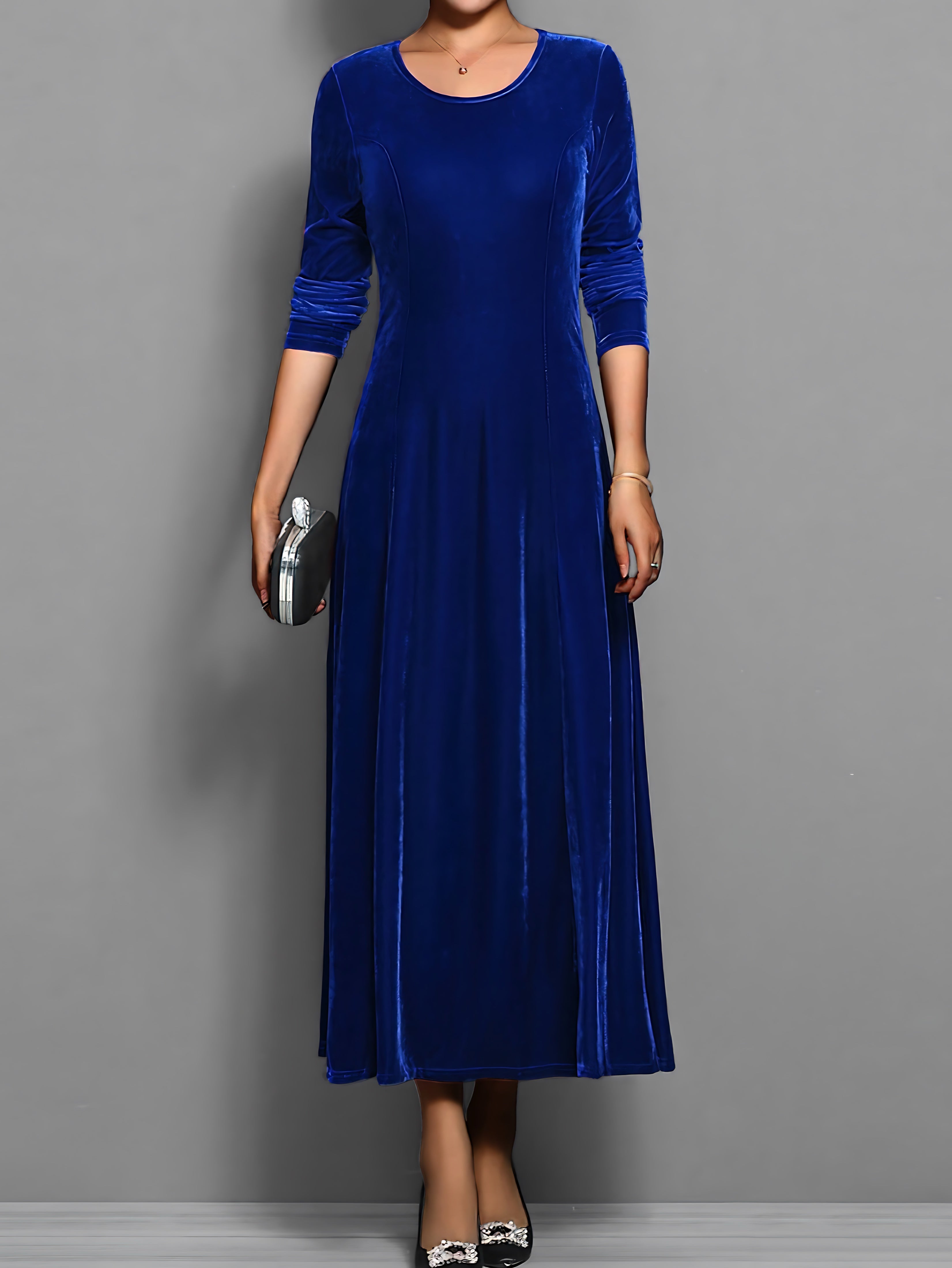 Lily – Velvet A-Line Evening Maxi Dress